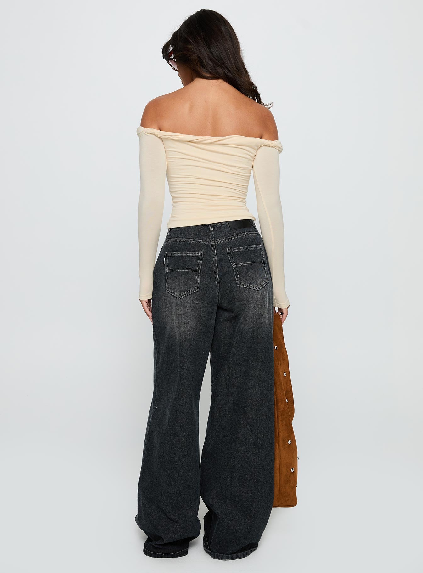 Naylor Wide Leg Jeans Grey Wash - Image 5