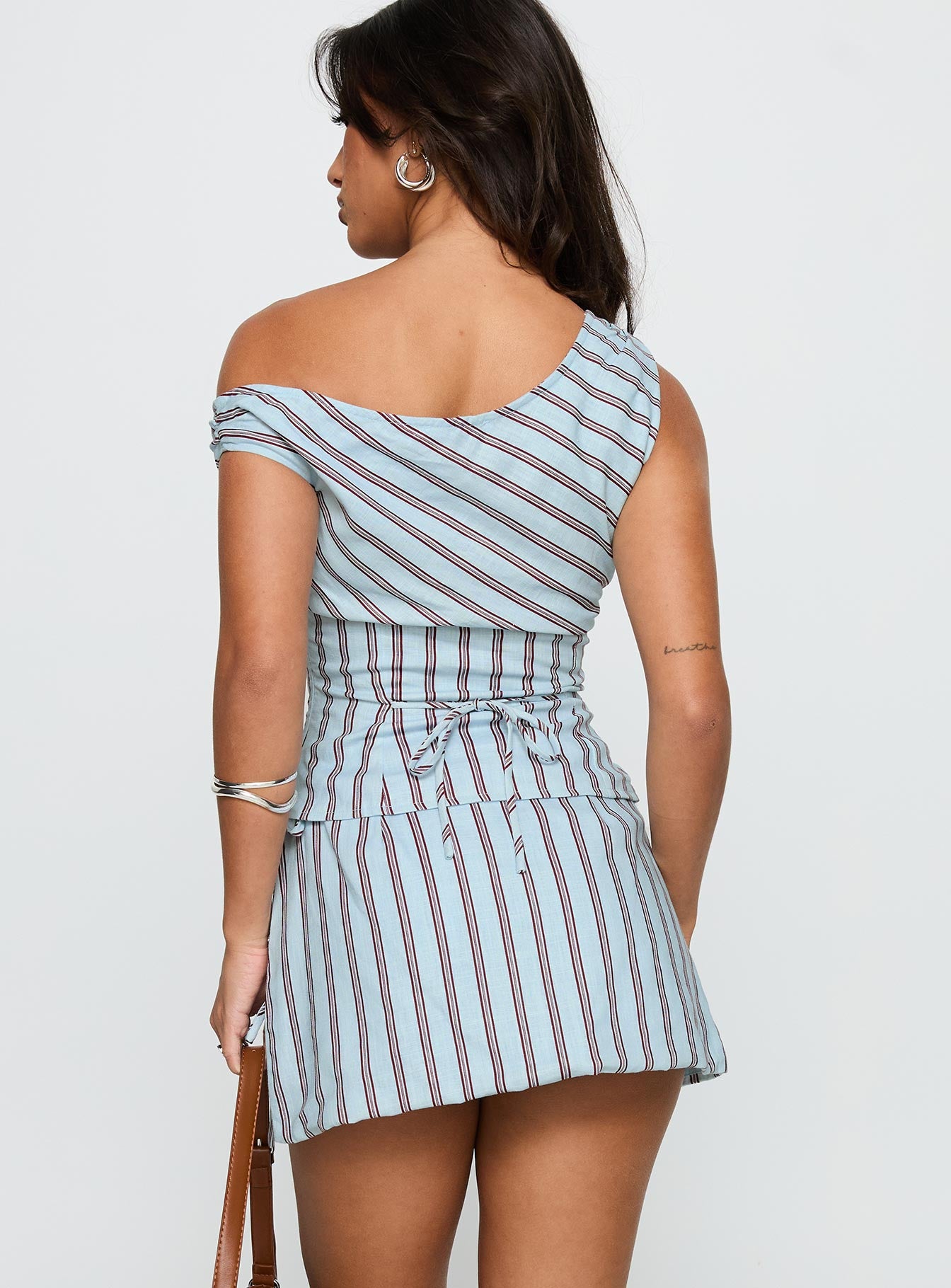 Gulliver Tie Side Mini Skort Blue / Maroon Stripe - Image 5