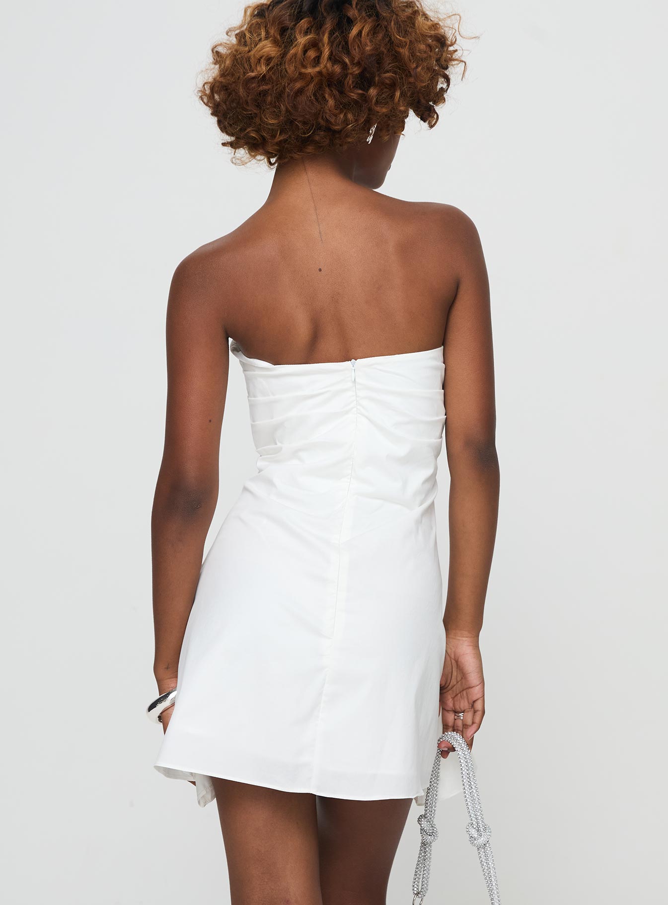 Bradwell Strapless Mini Dress White - Image 5