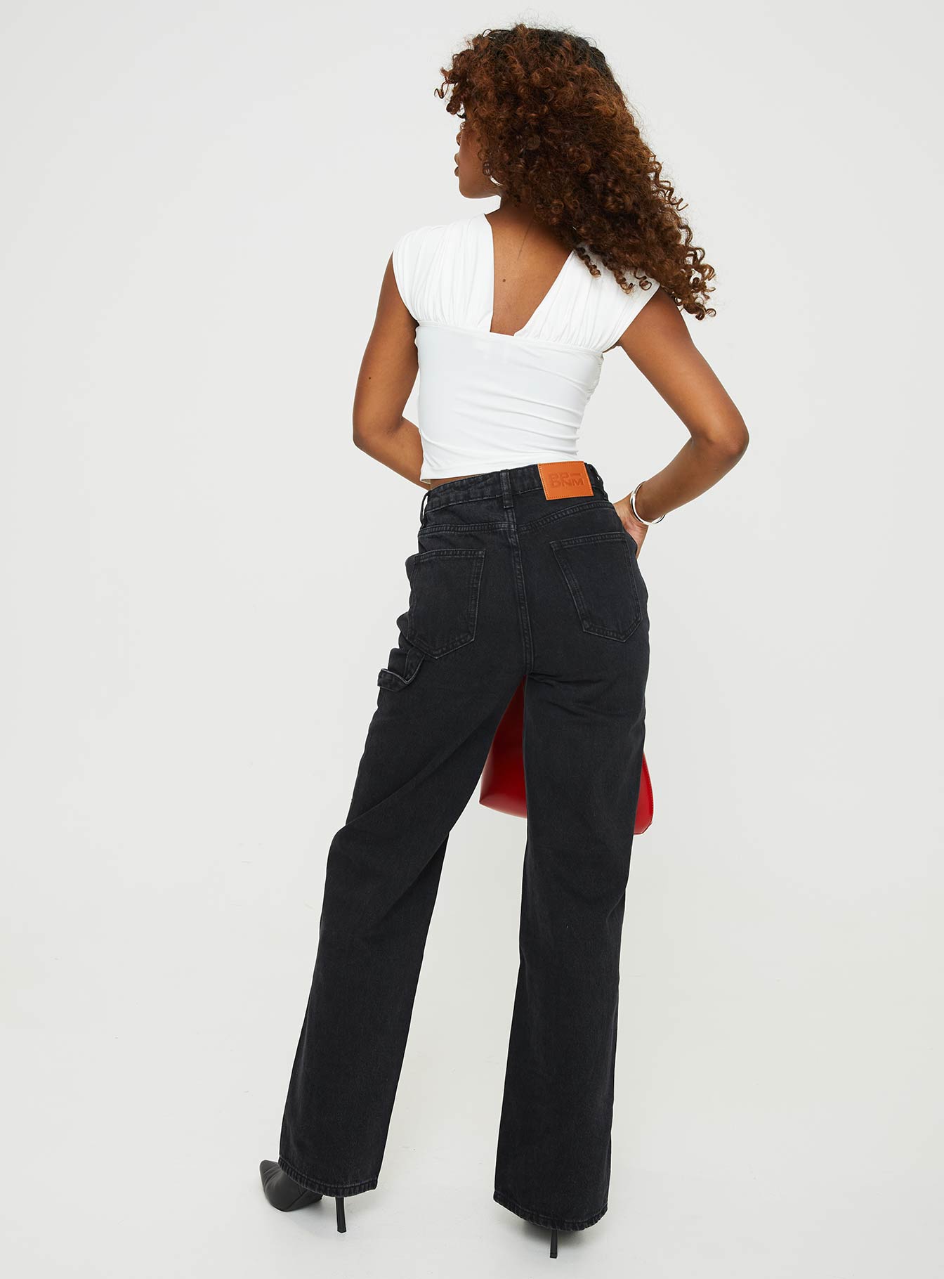Rihanna Split Hem Jeans Black - Image 5