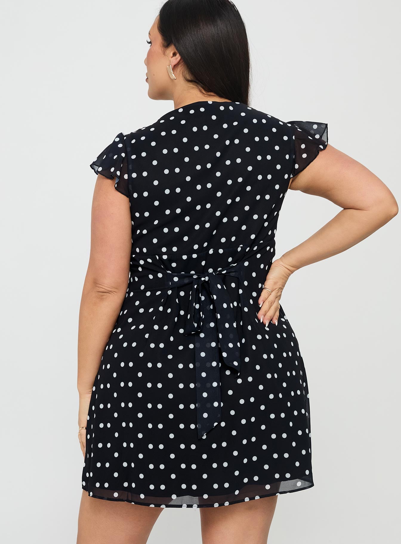 I Guess So Mini Dress Black Polka Dot Curve - Image 5