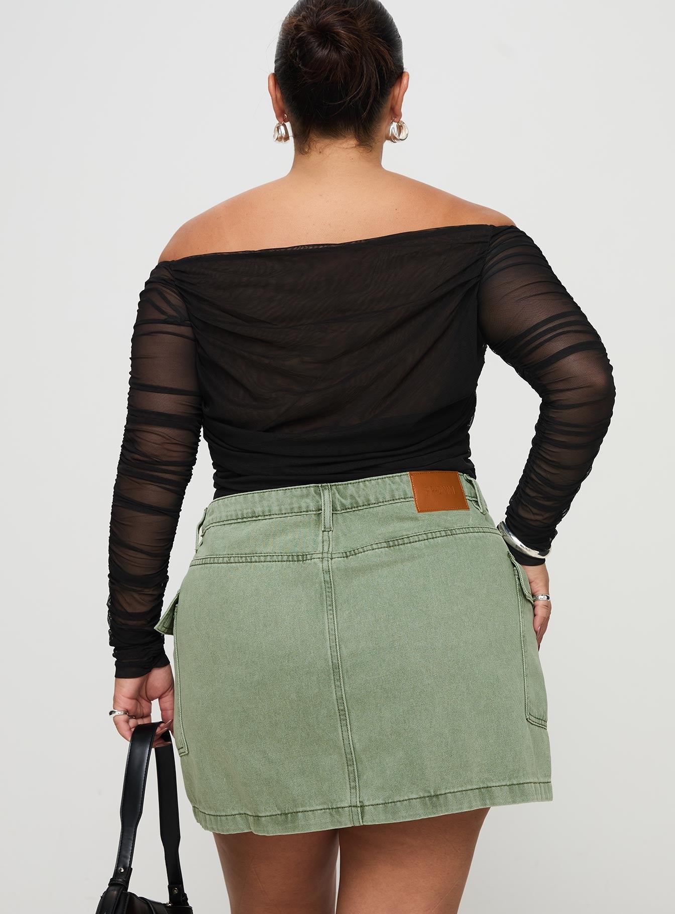 Zakai Cargo Denim Mini Skirt Green Curve - Image 5