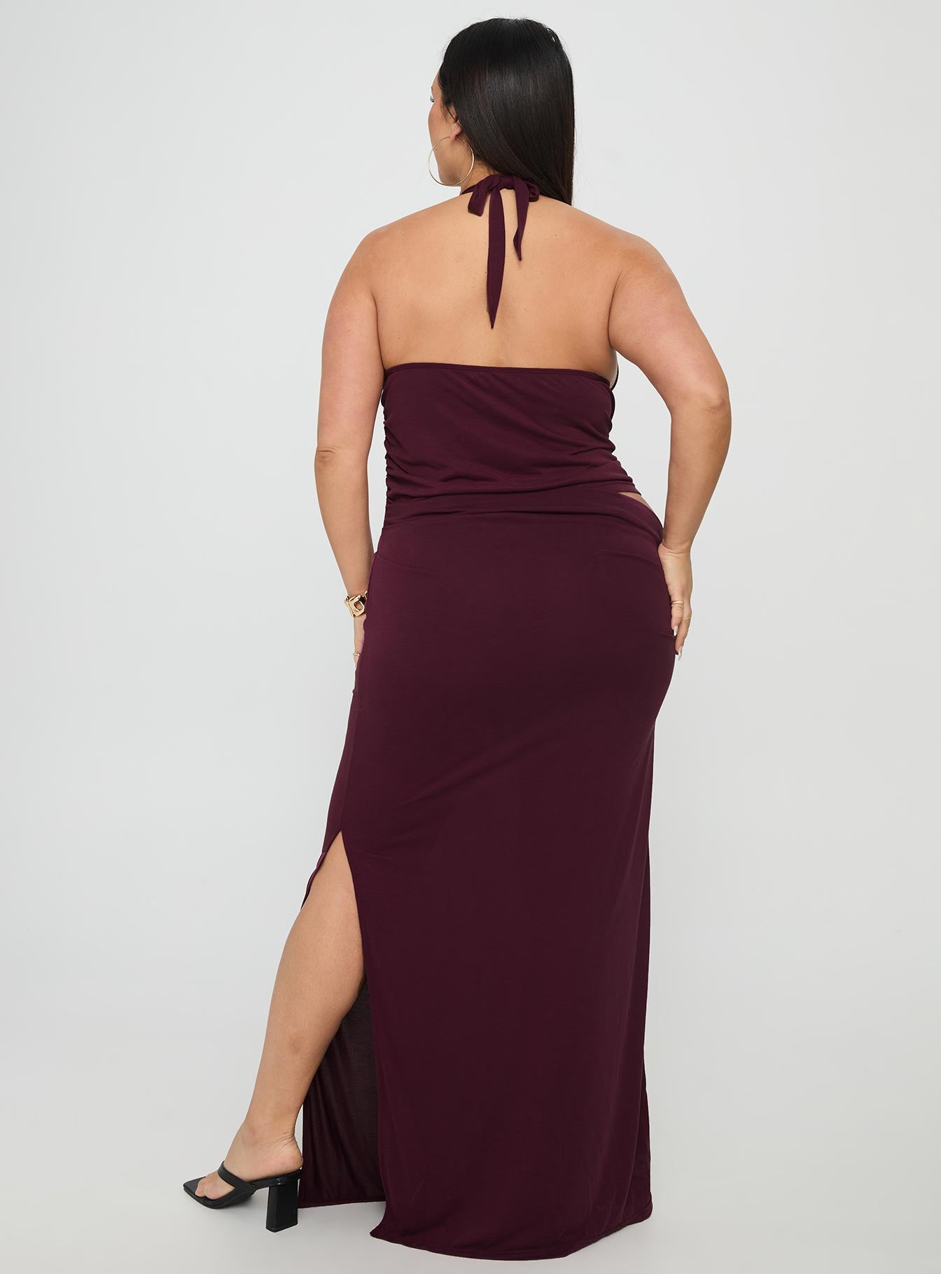 Imeraldia Hardware Halter Maxi Dress Currant Curve - Image 4