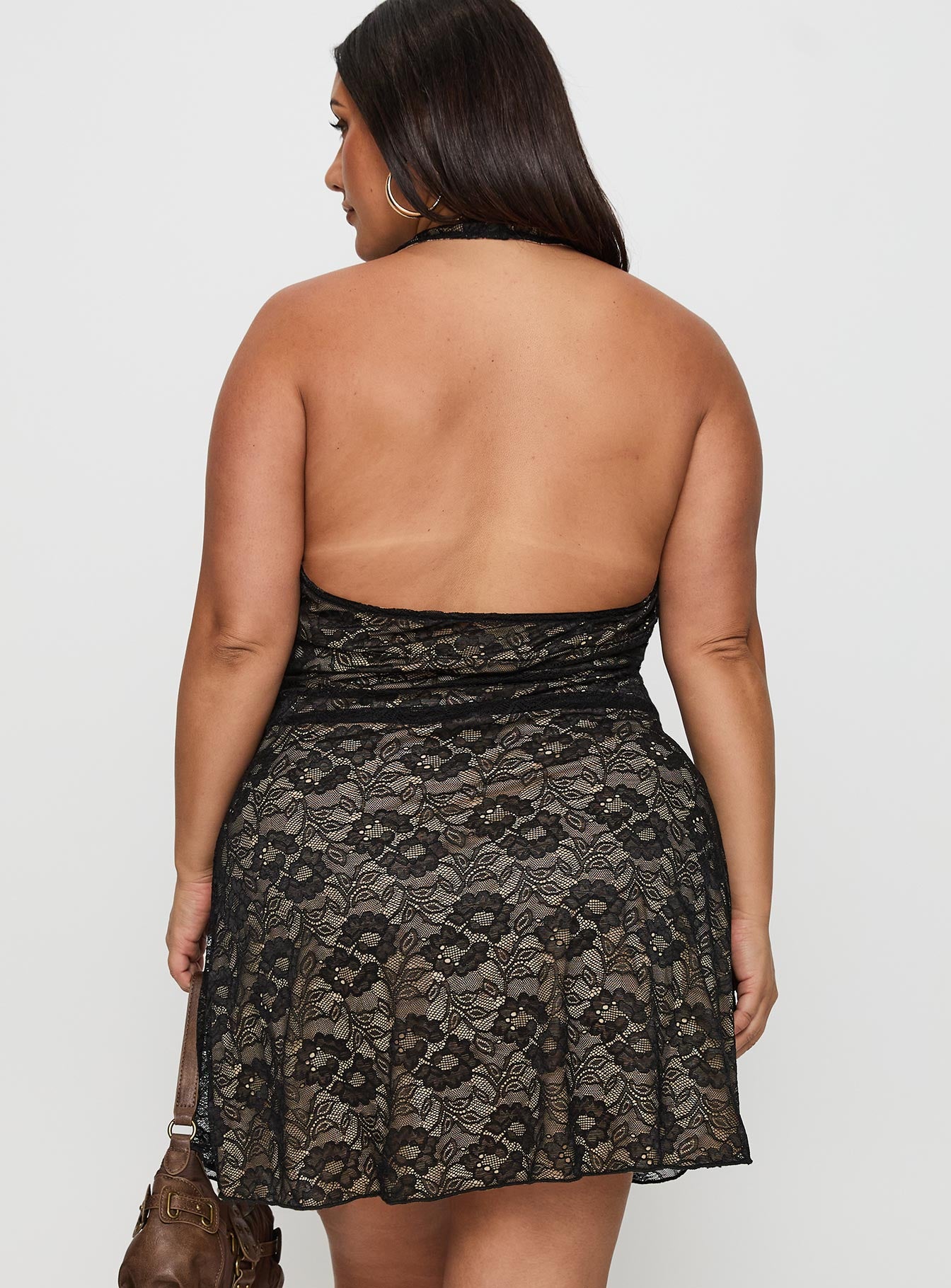 Sonella Lace Halter Mini Dress Black Curve - Image 5