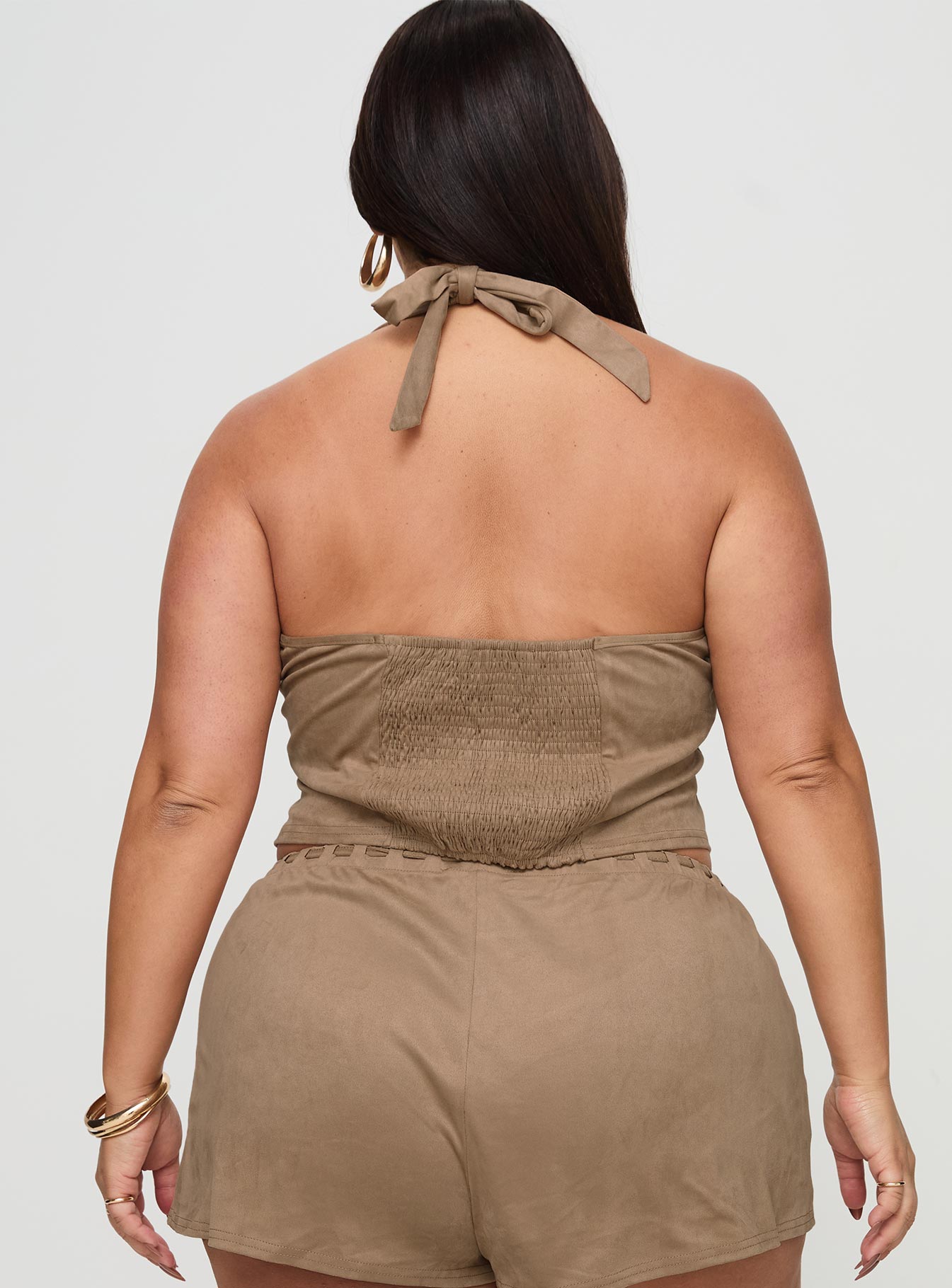 Eternal Youth Faux Suede Top Taupe Curve - Image 5