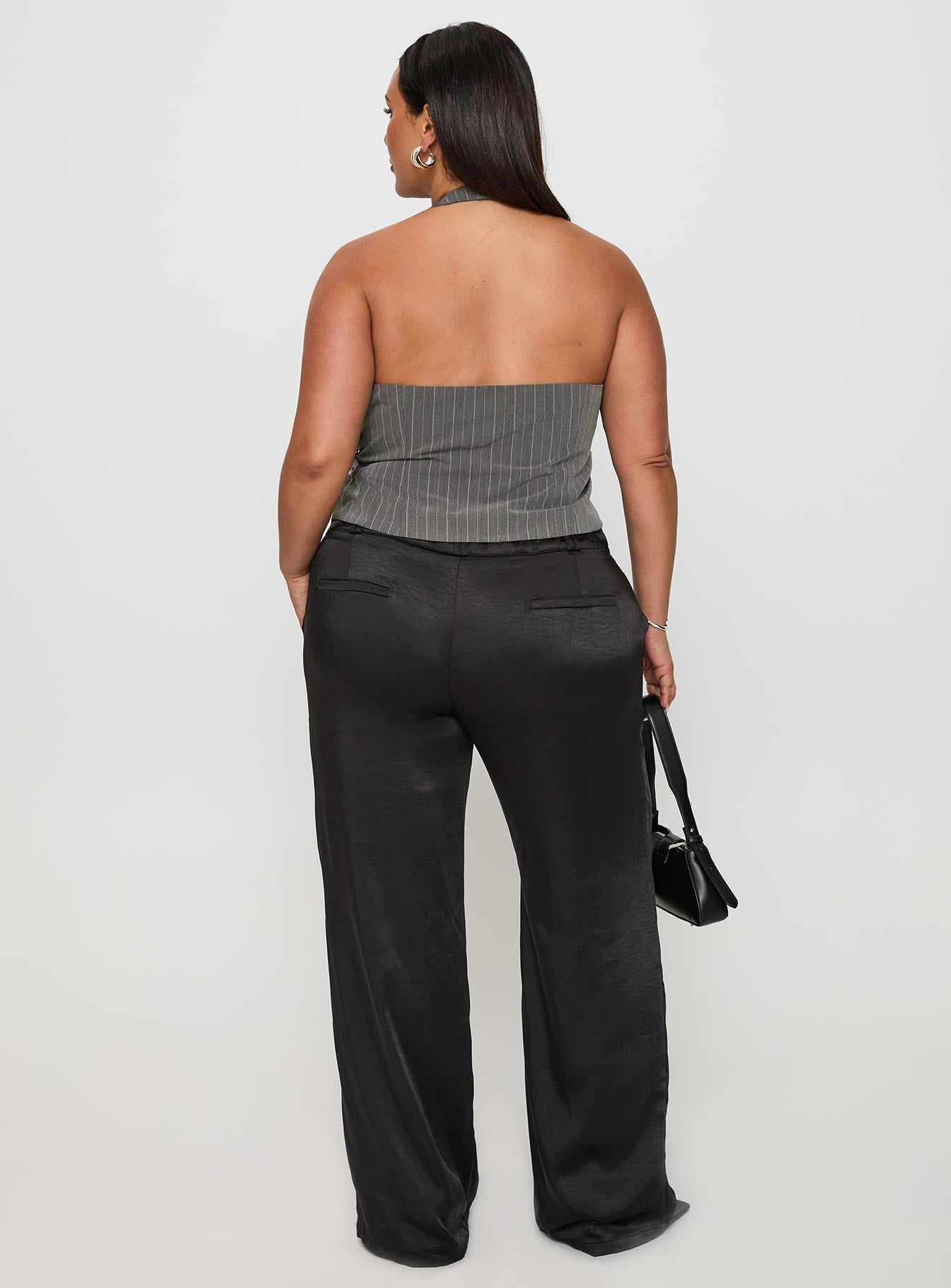 First Place Low Rise Satin Pant Black Curve - Image 5