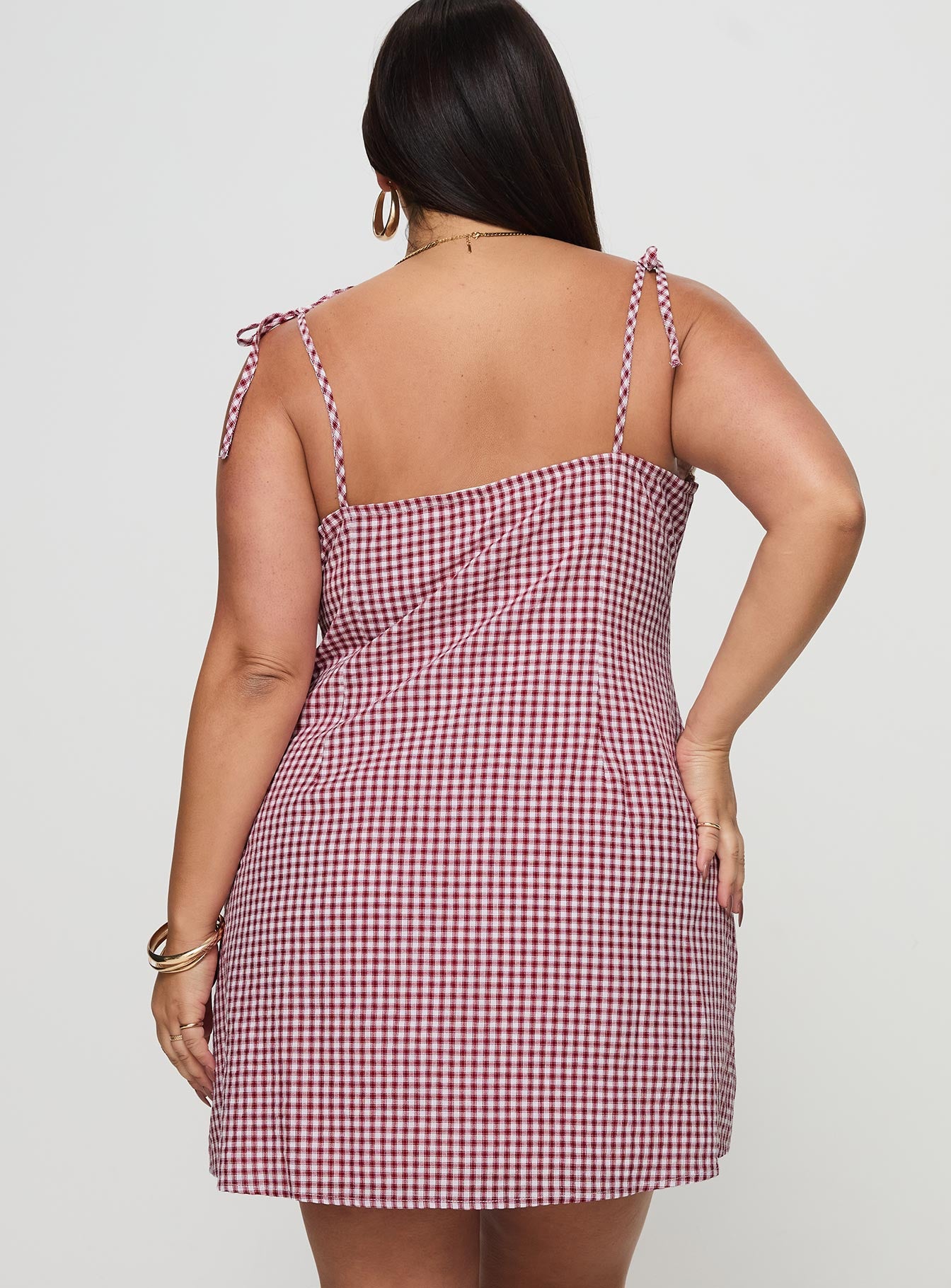 Burkes Mini Dress Red Check Curve - Image 5