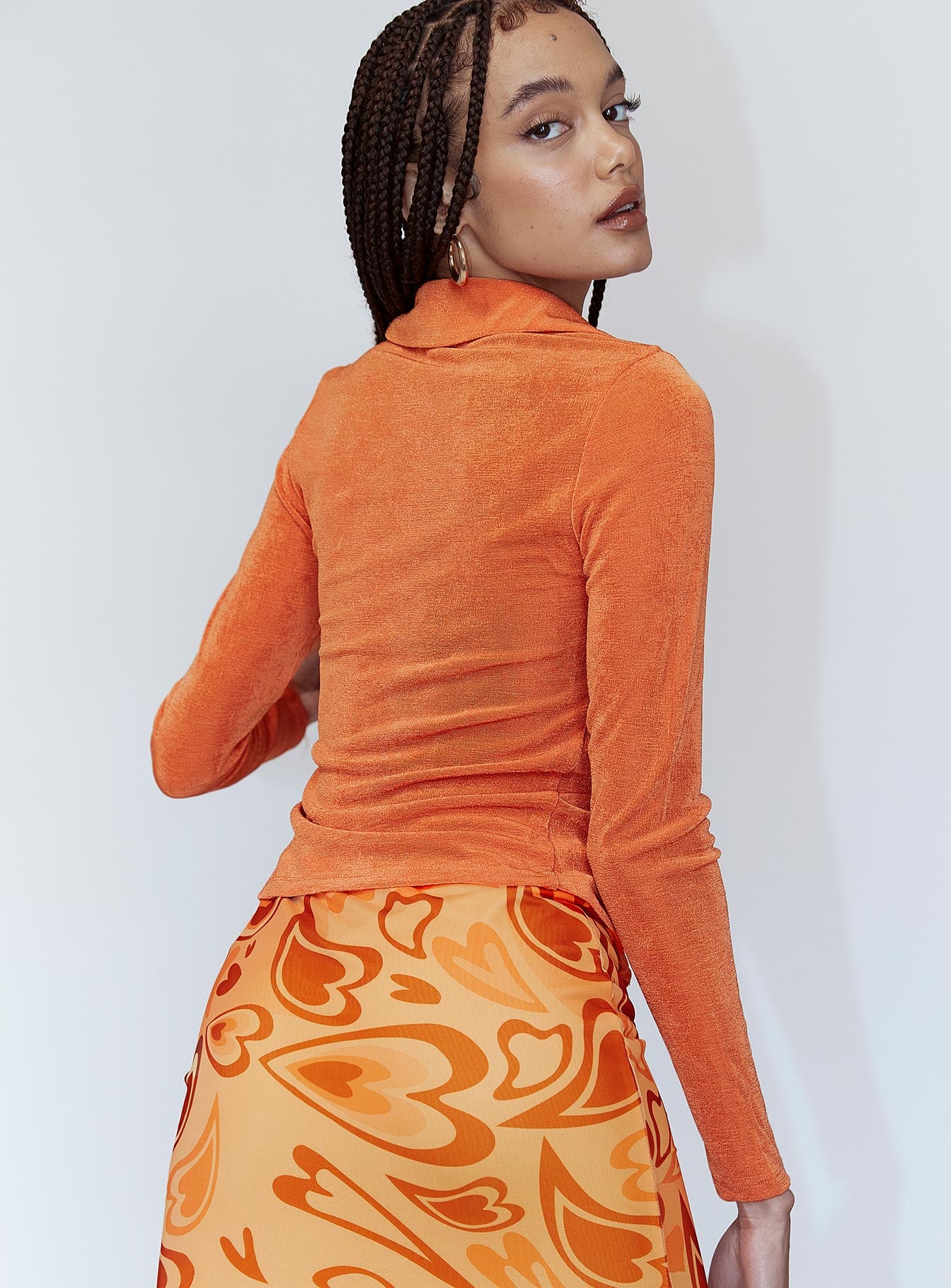 Elody Long Sleeve Top Orange - Image 4