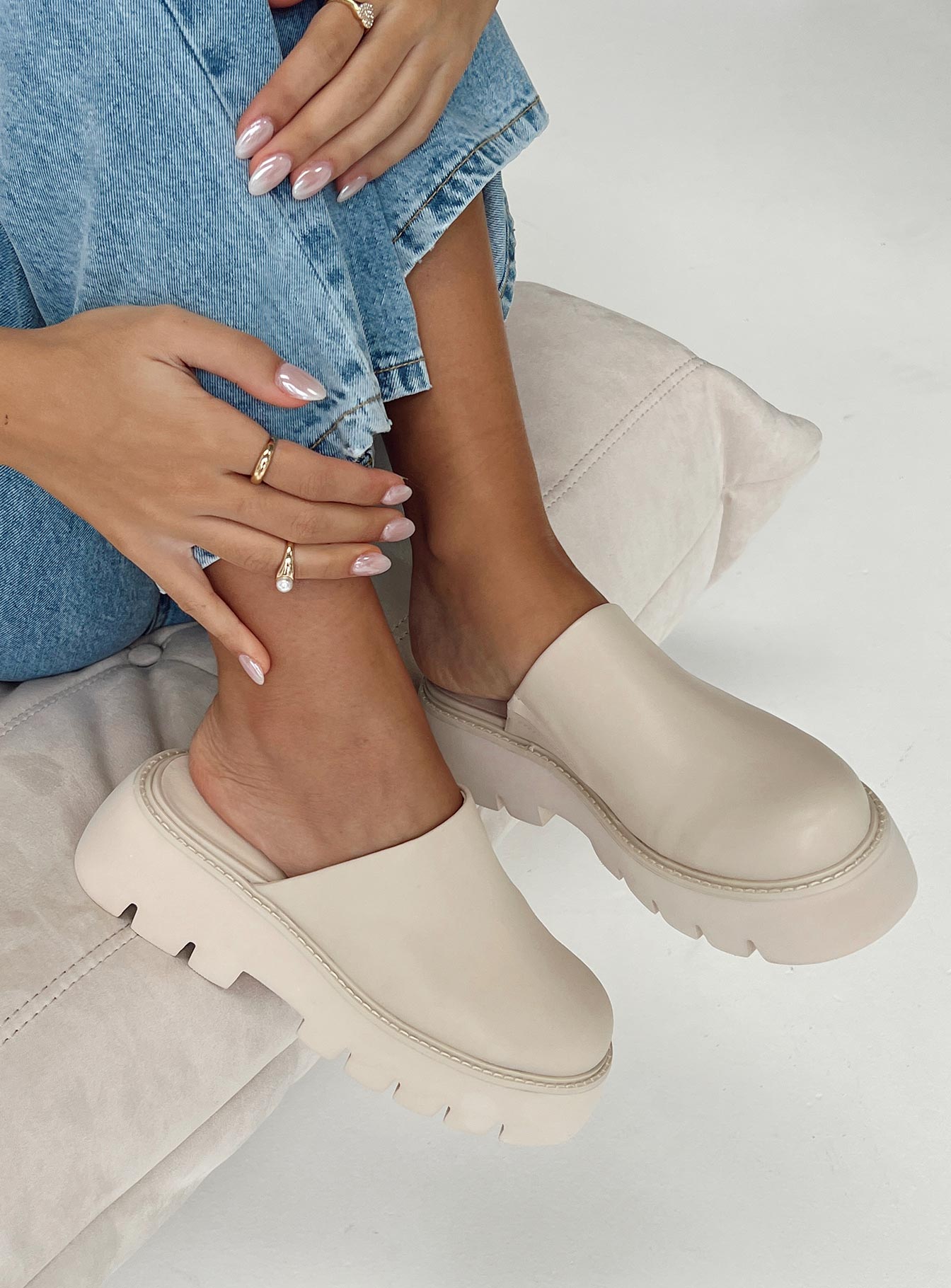 Marcie Slide On Flats Cream - Image 5