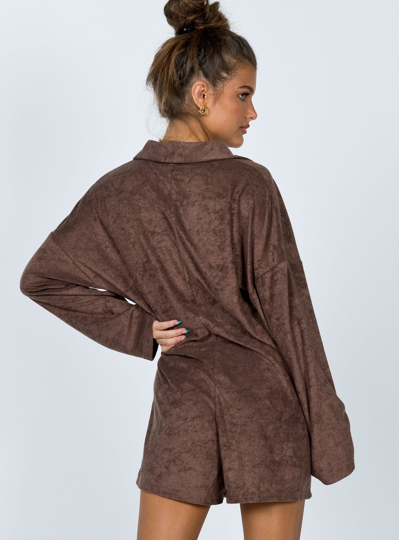 Kegan Long Sleeve Romper Camel - Image 6