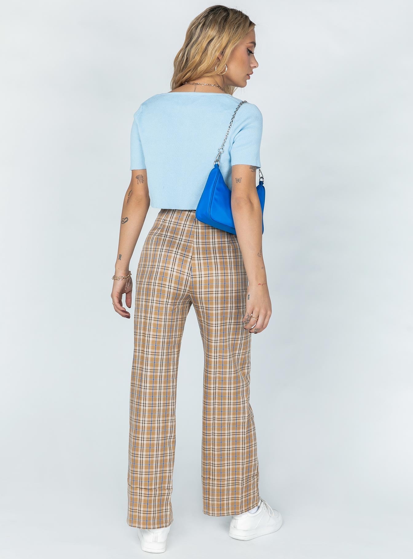 Euros Pants Brown Check - Image 5