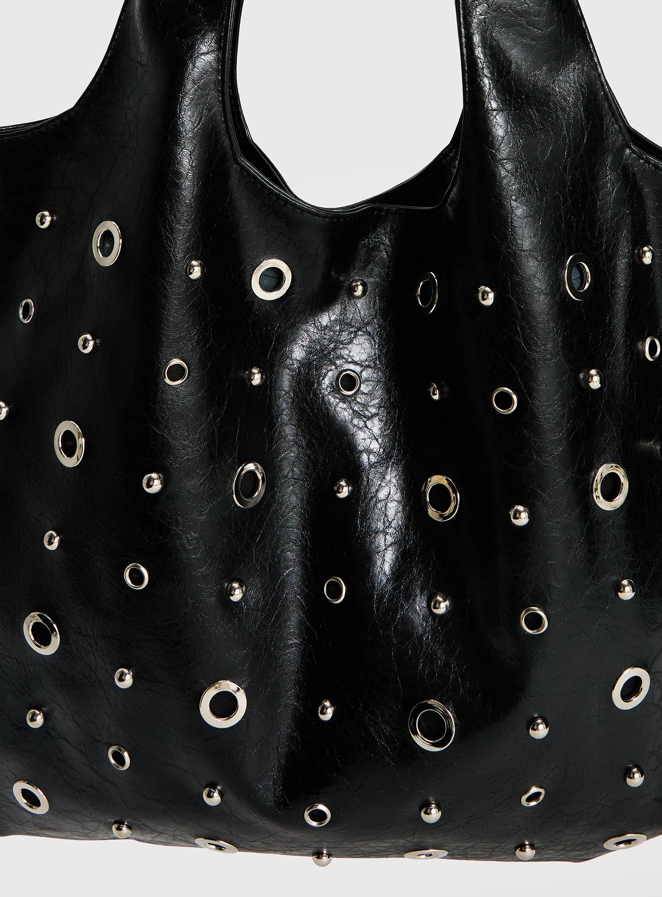 Find Your Love Eyelet Detail Shoulder Bag Black - Image 5