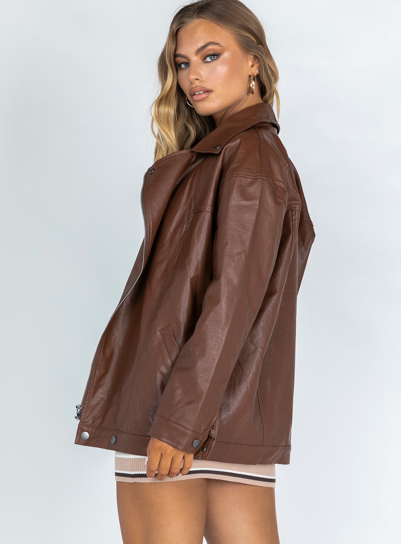 Next in Line Biker Jacket Brown - Image 5