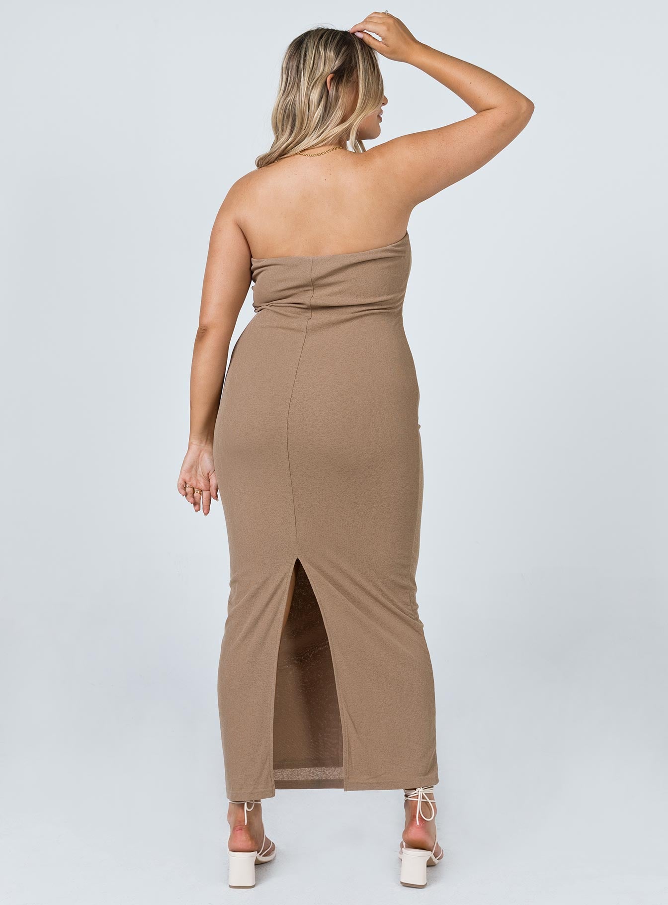Charm Strapless Maxi Dress Brown - Image 6