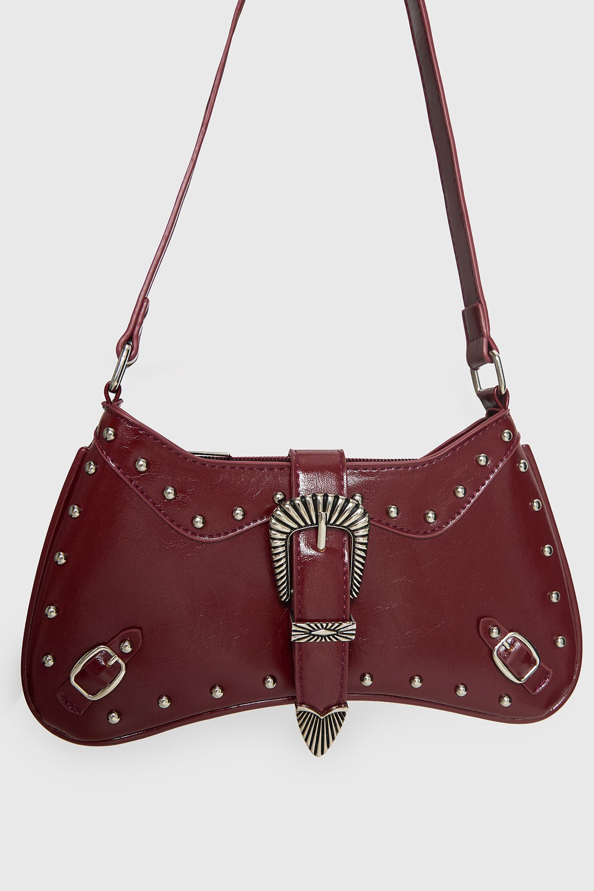 Crowd Pleaser Buckle Shoulder Bag Red - Image 5