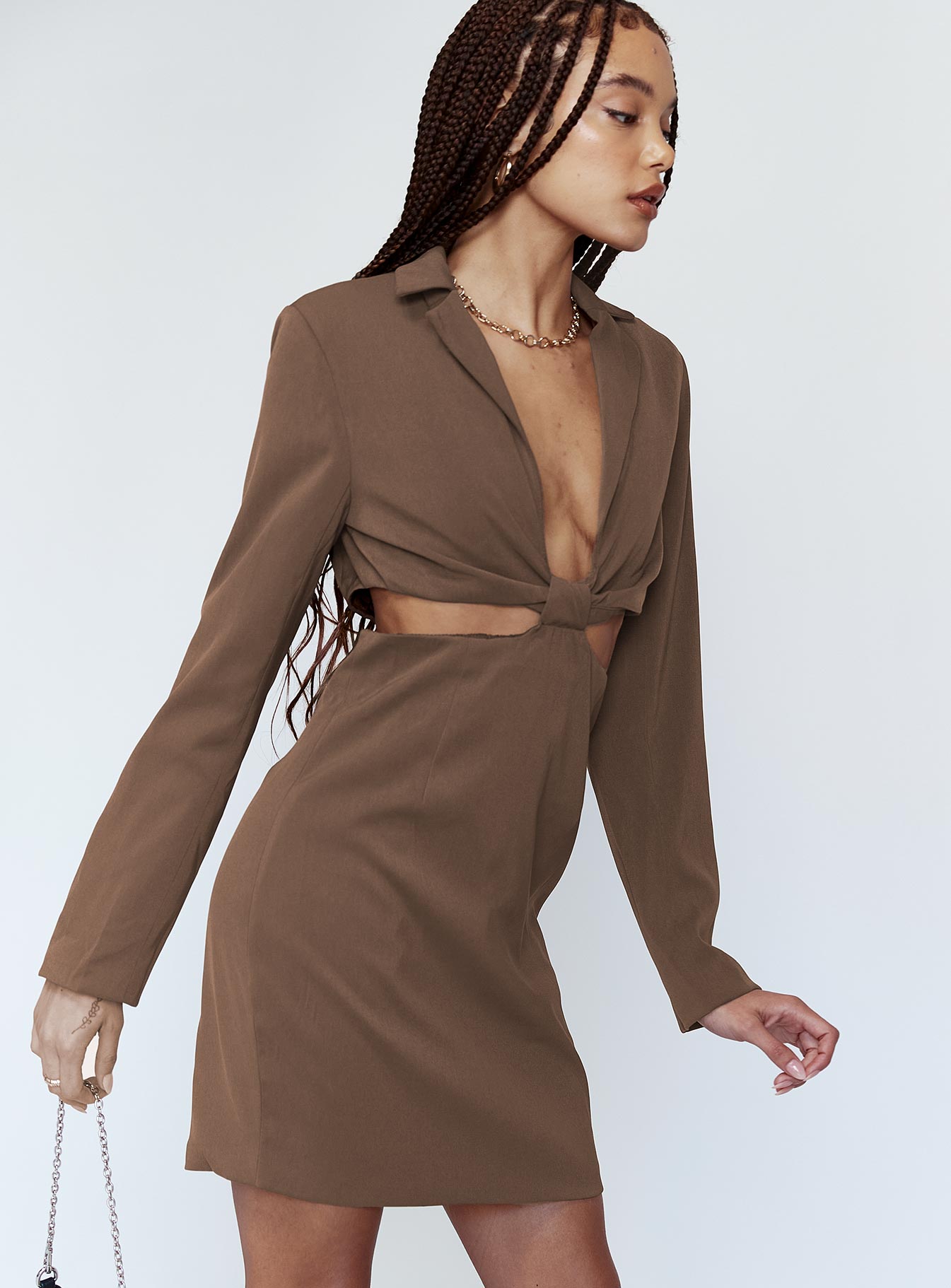 Celeste Mini Dress Brown - Image 4