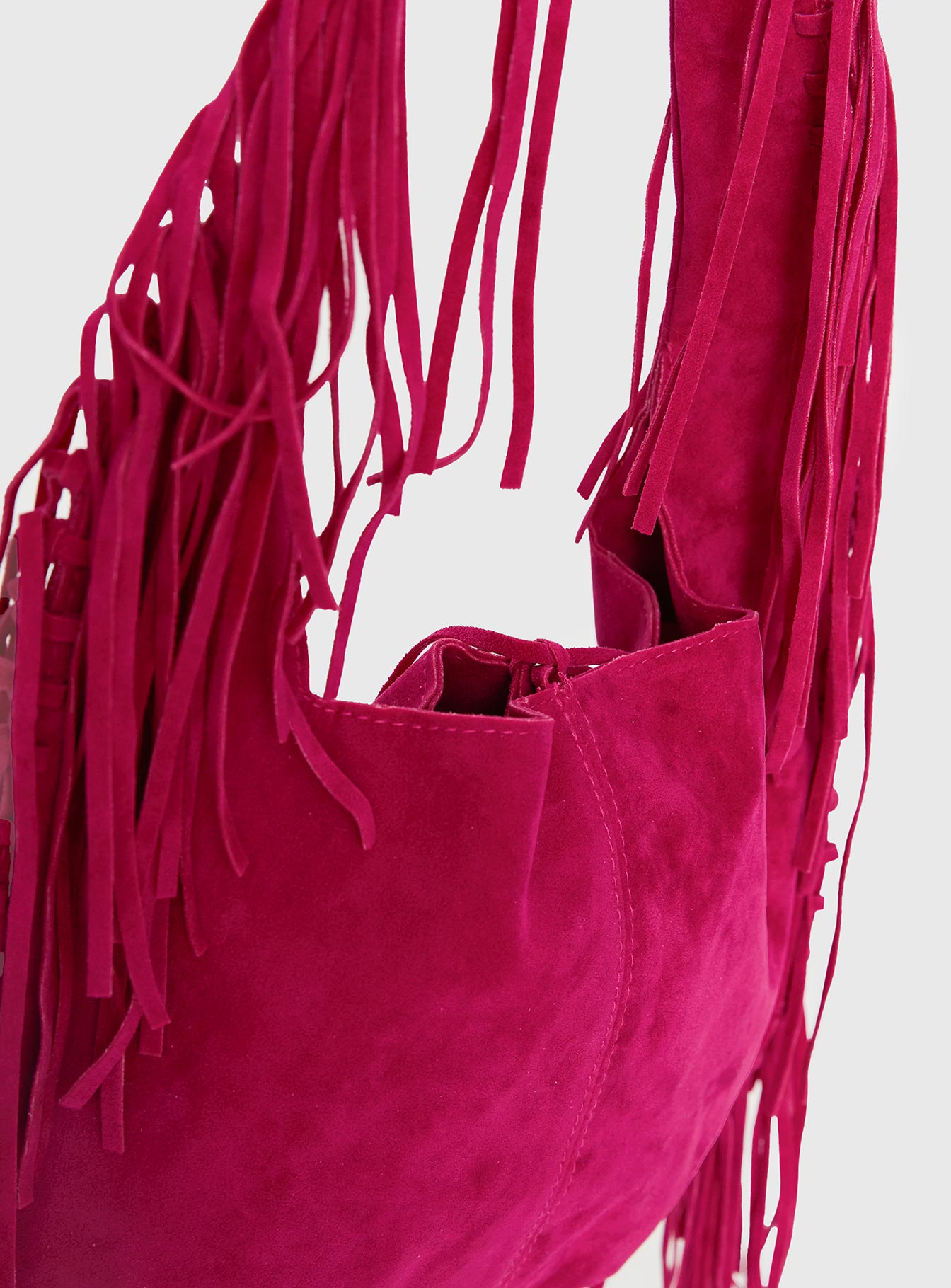 Currents Faux Suede Tassel Shoulder Bag Pink - Image 5