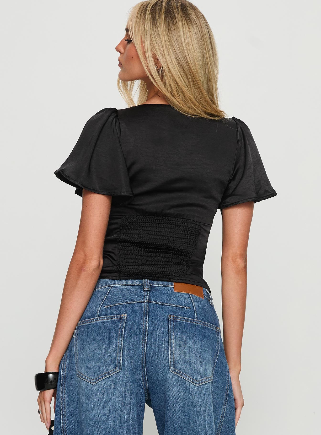 Sun Will Rise Tie Detail Top Black - Image 4