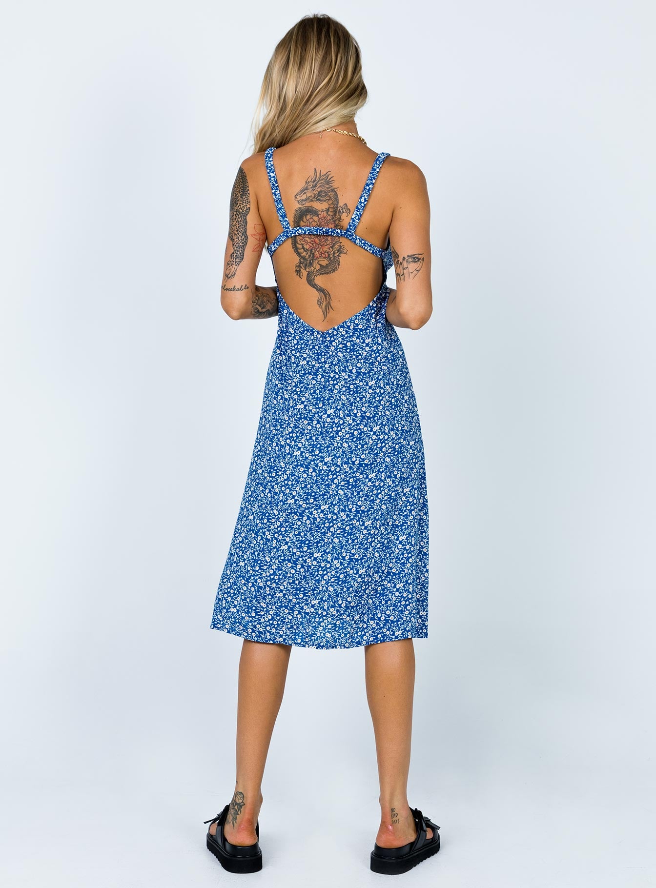 Georgia Midi Dress Navy Tall - Image 5