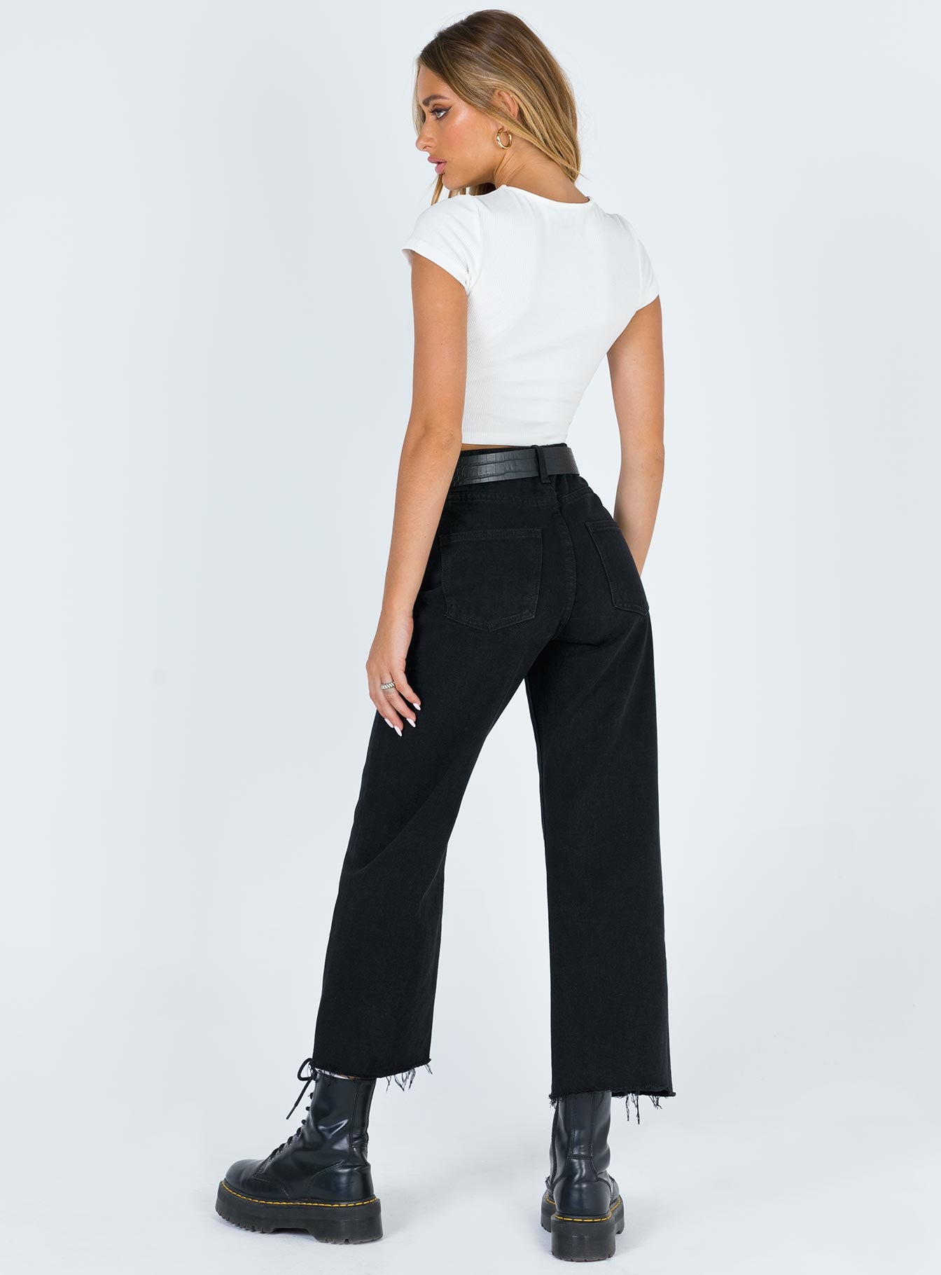 Ruby High Rise Cropped Jean Black Denim - Image 5