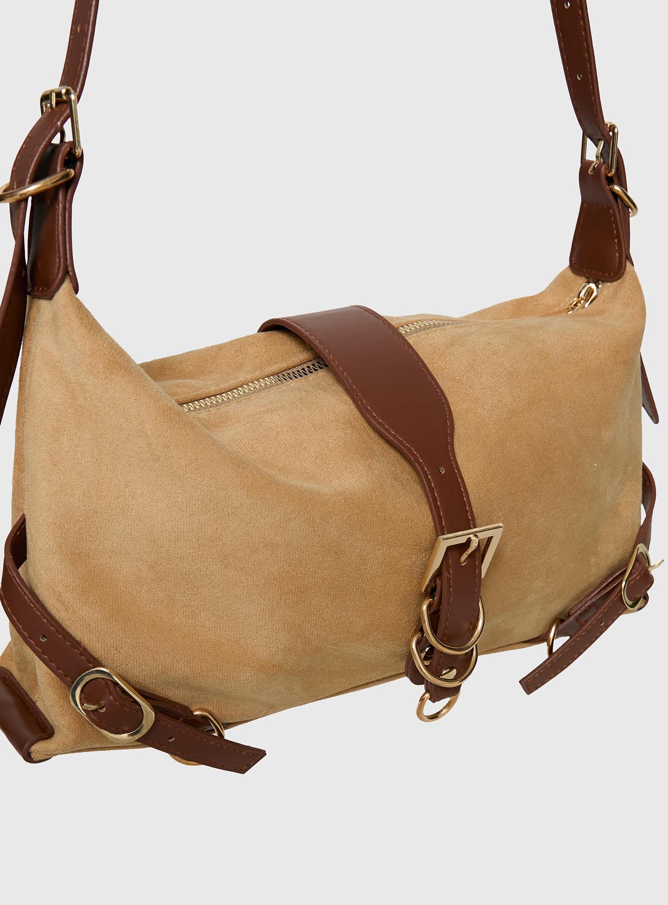 Anatolius Faux Suede Shoulder Bag Brown - Image 5