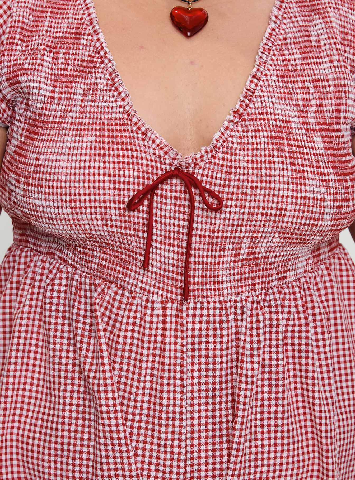 Wescott Gingham Playsuit Red / White Curve - Image 6