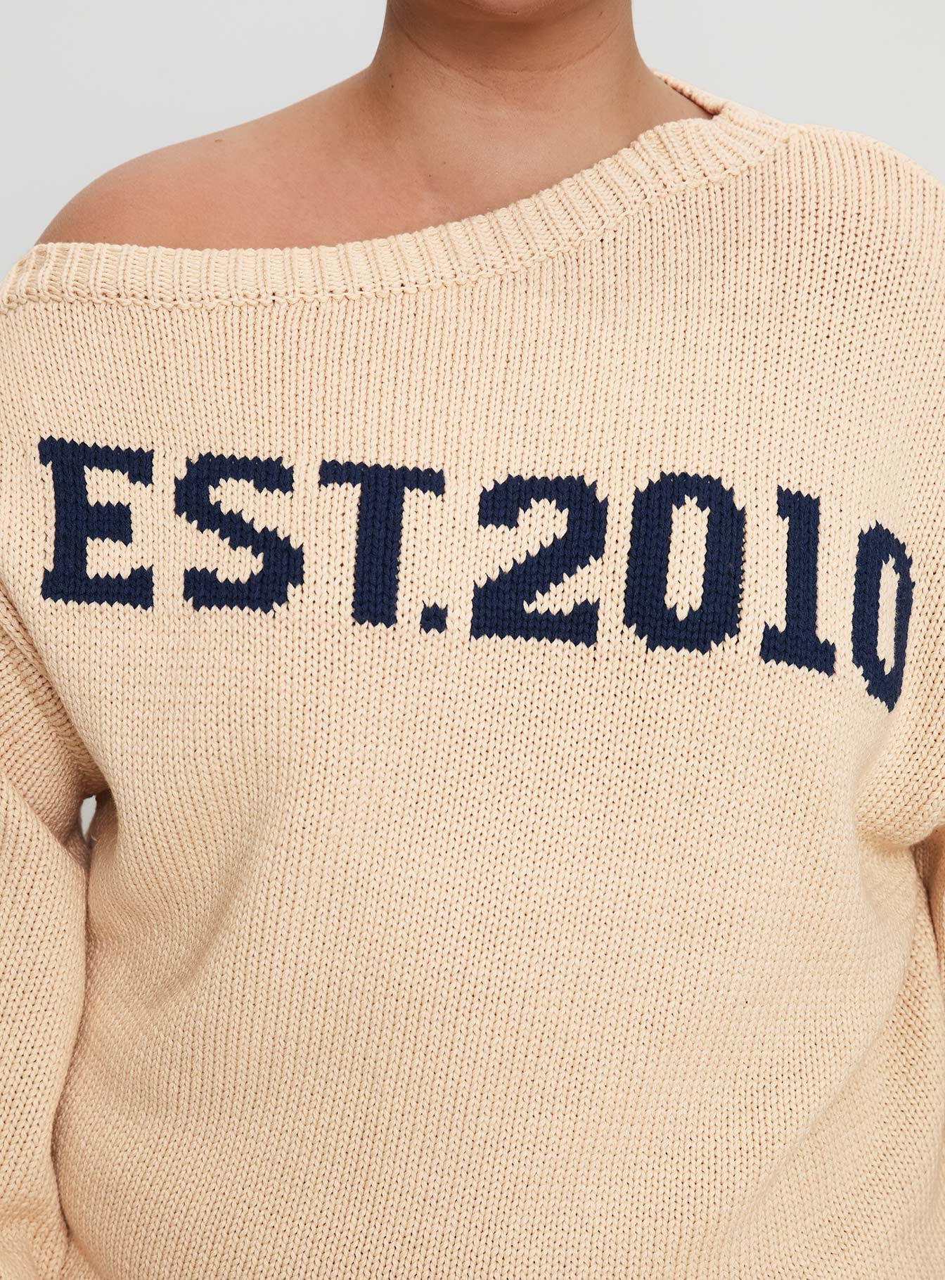 Jadynn Off Shoulder Knit Sweater Cream Curve - Image 6