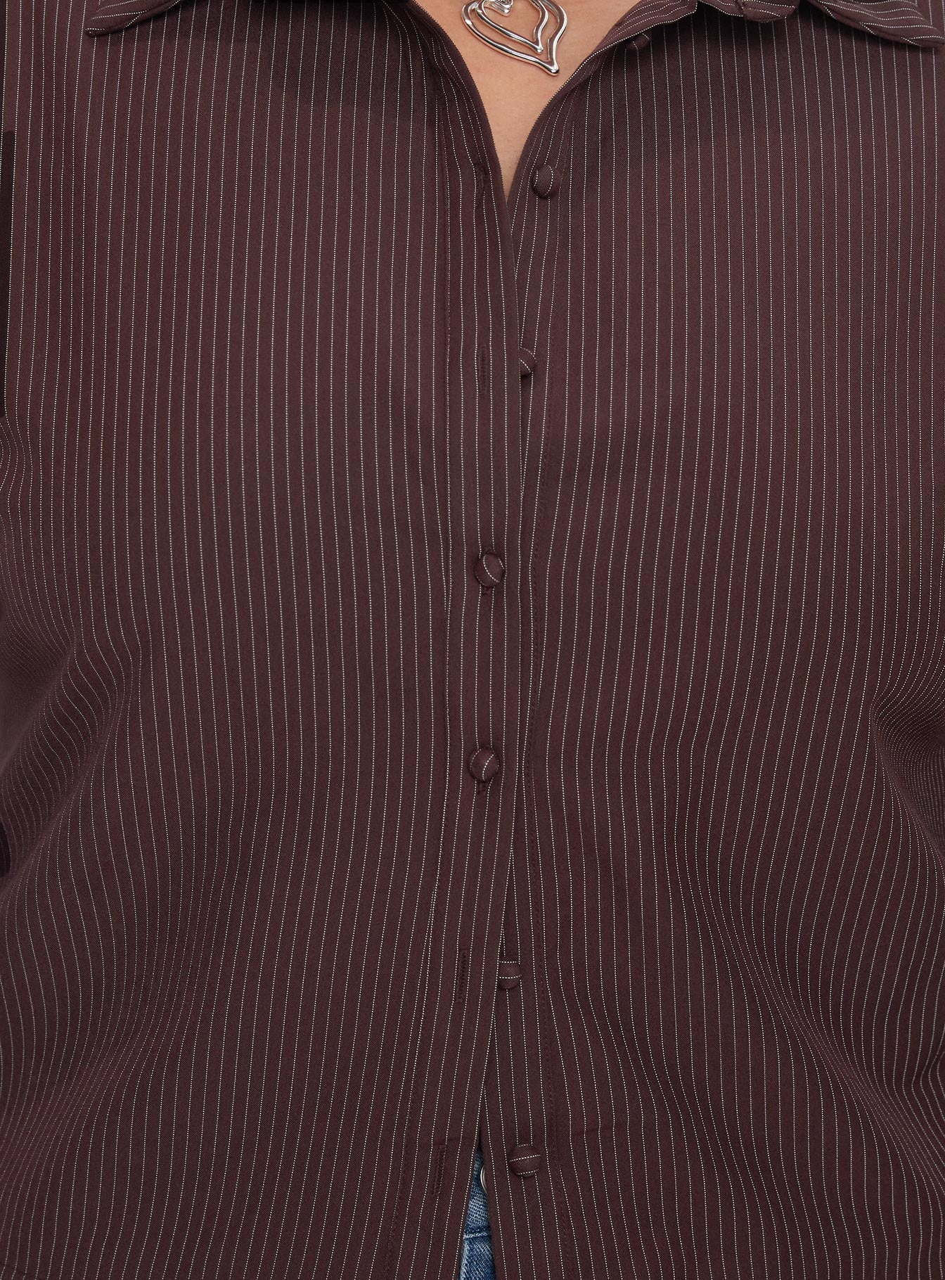 Anni Pinstripe Shirt Brown Curve - Image 6