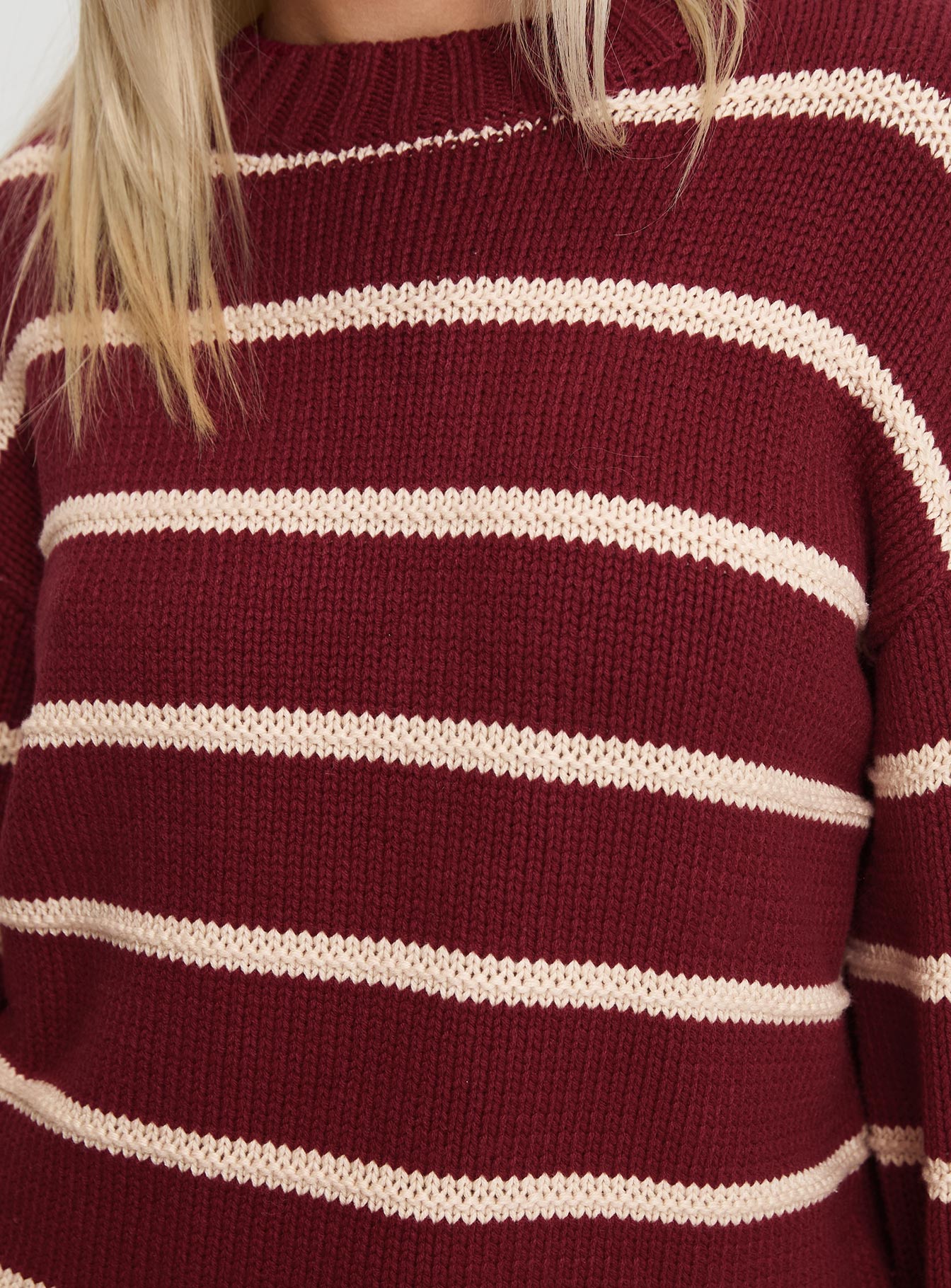 Read Your Mind Knit Sweater Maroon Stripe - Image 6