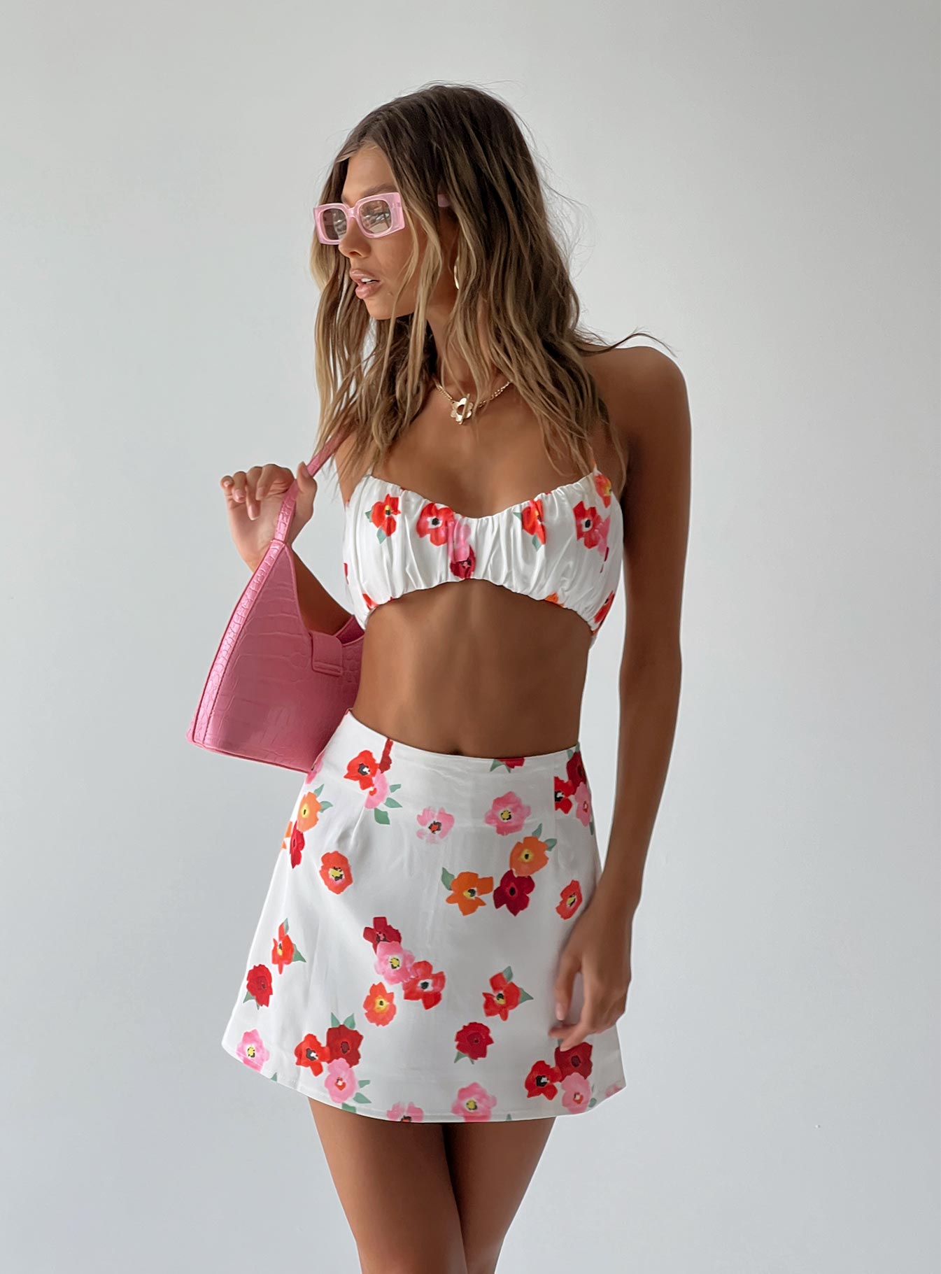 Stephanie Satin Set White Floral - Image 7