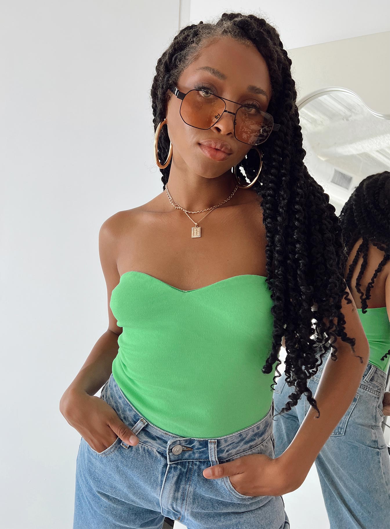 Aston Strapless Bodysuit Green - Image 6