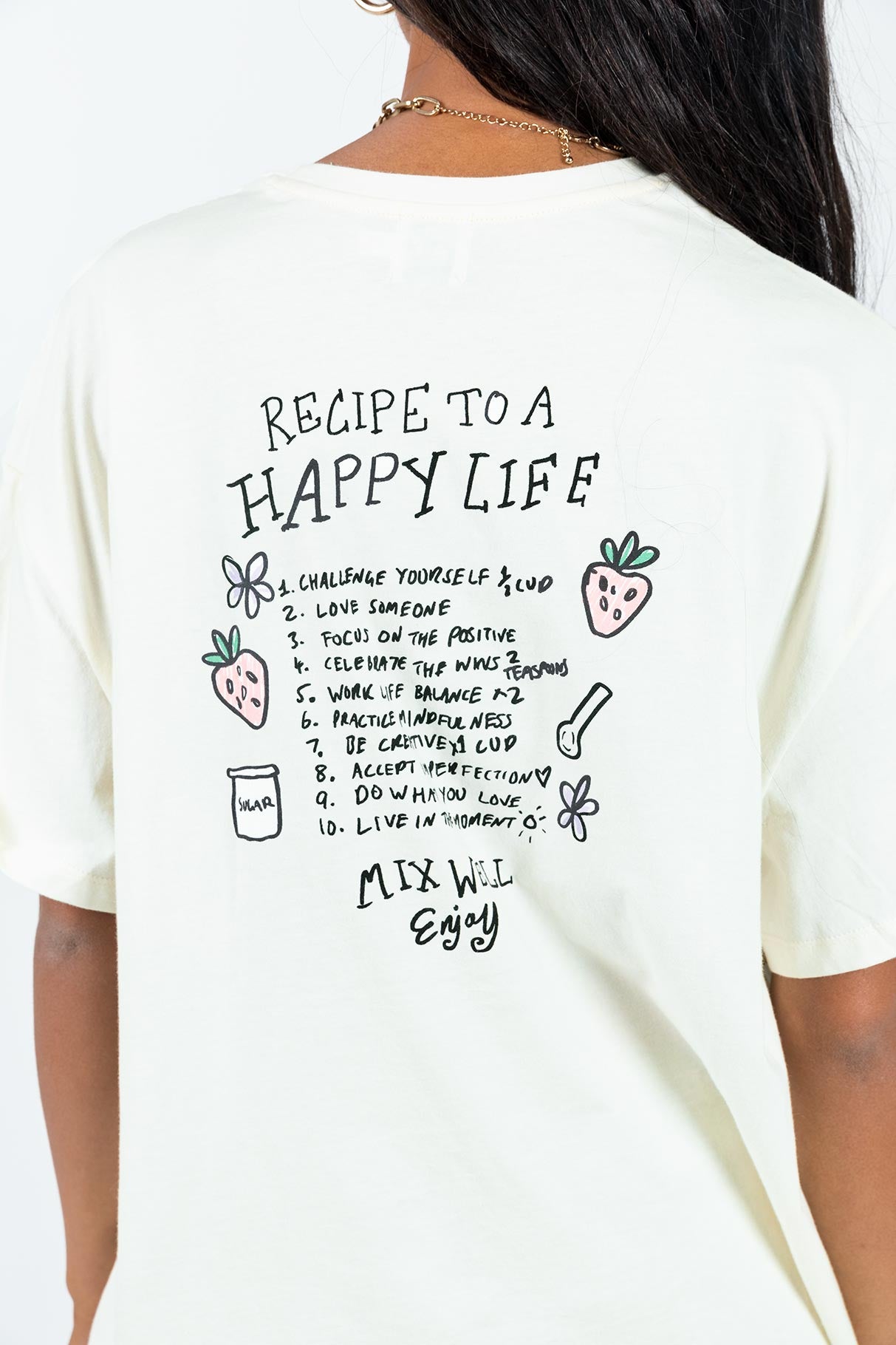 Happy Life Recipe Oversized Tee Cream - Image 5