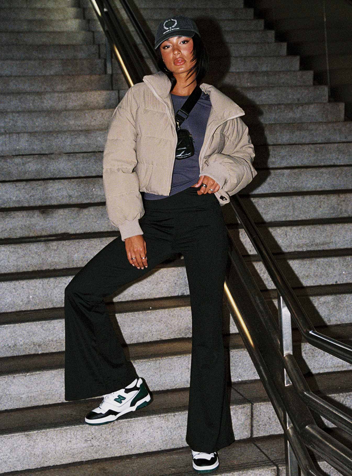 Georgia Cropped Puffer Jacket Beige - Image 11