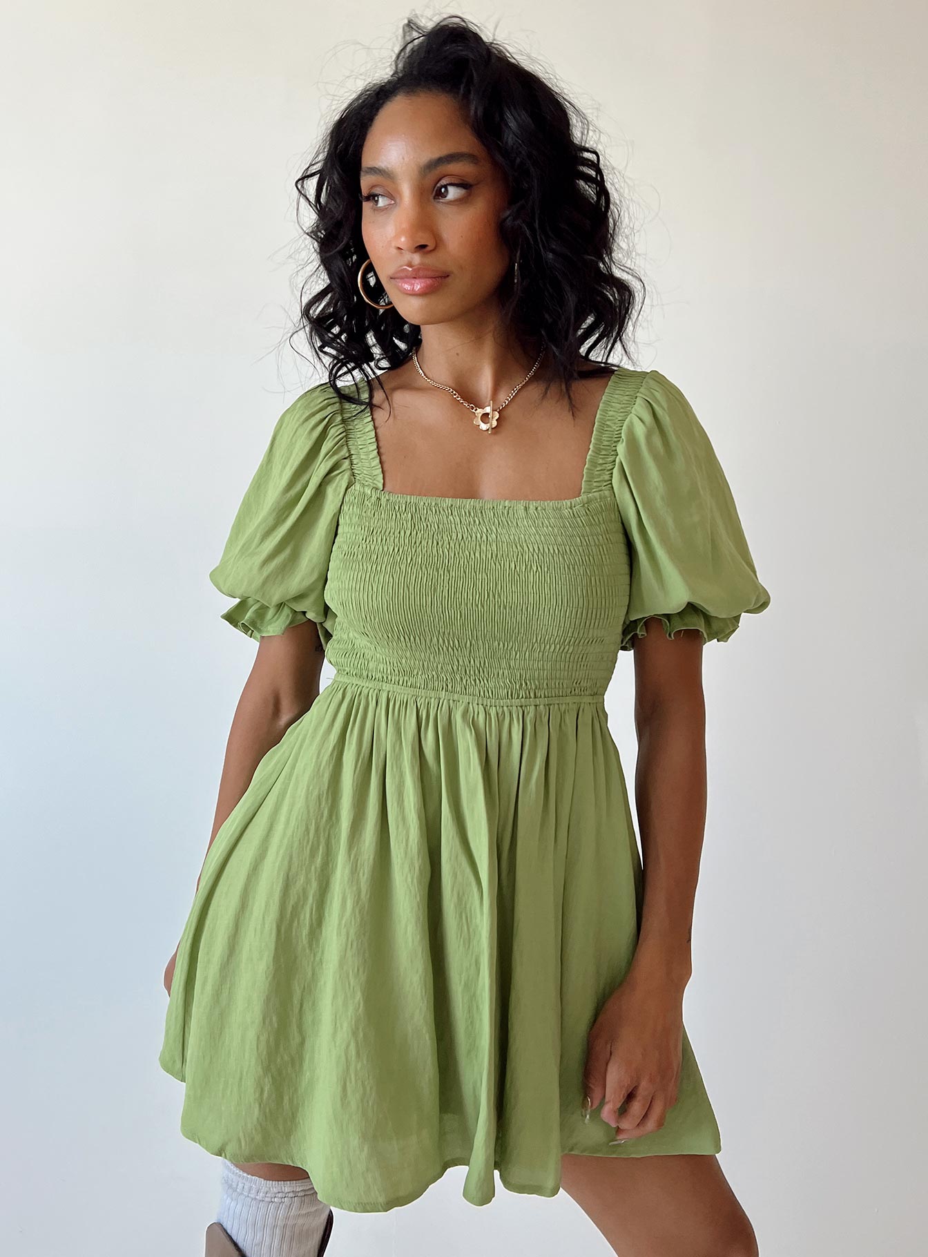 Dani Mini Dress Green - Image 6