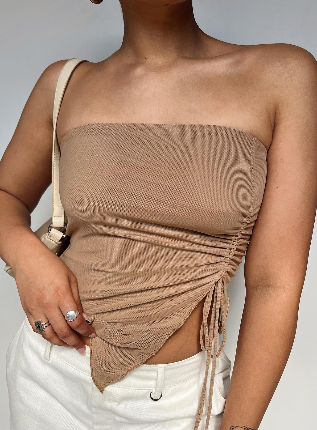 Morello Strapless Top Beige - Image 6