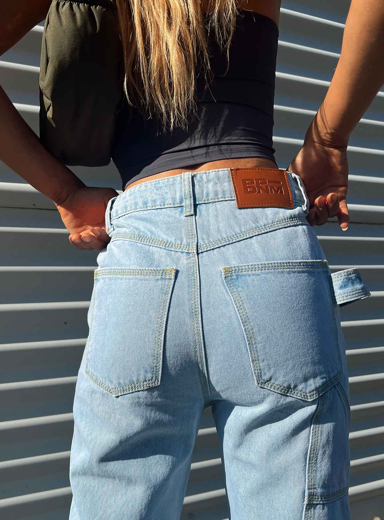 Morala Wide Leg Cargo Jeans Light Wash Denim - Image 5