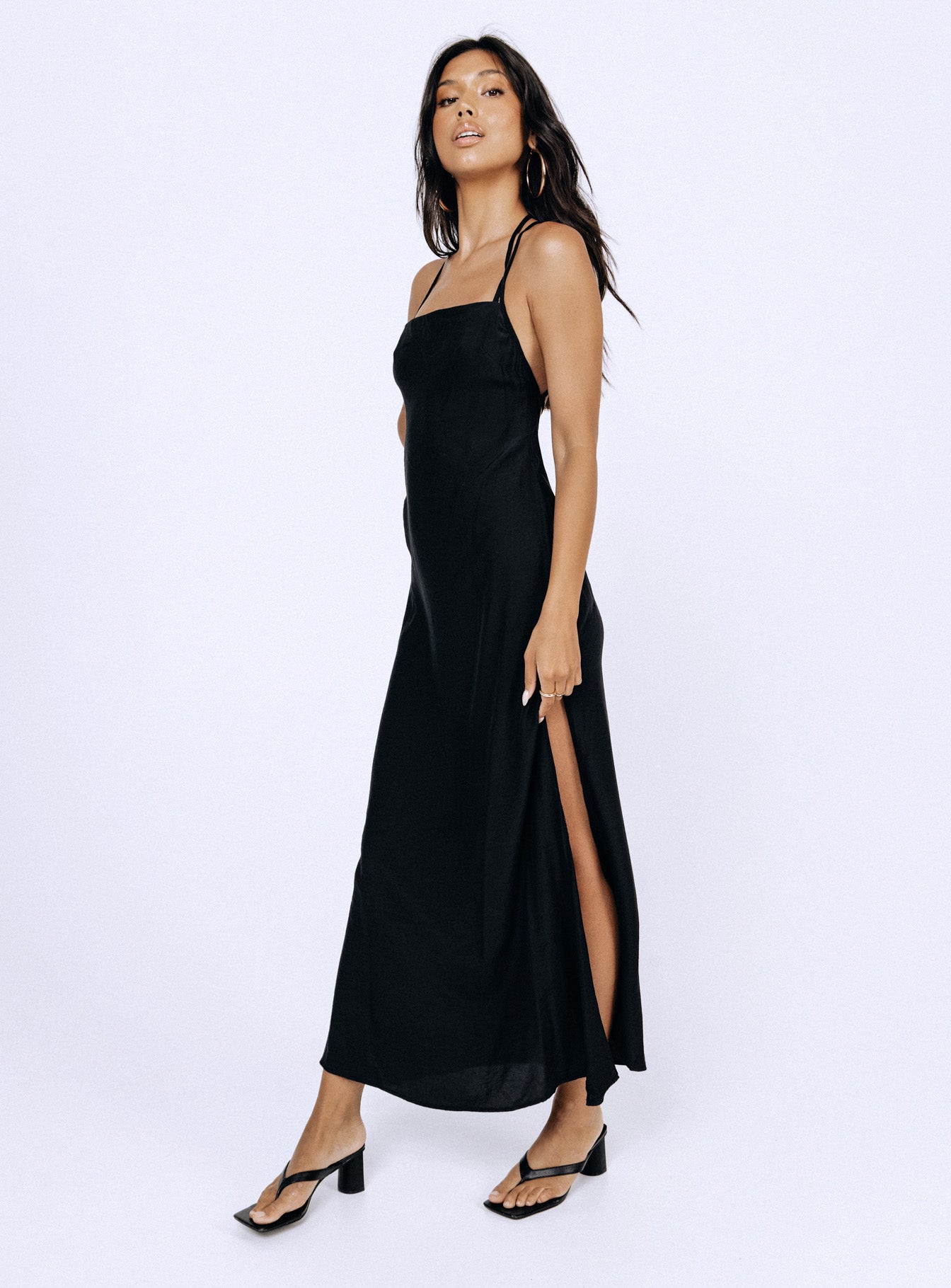 Angela Tie Maxi Dress Black - Image 6