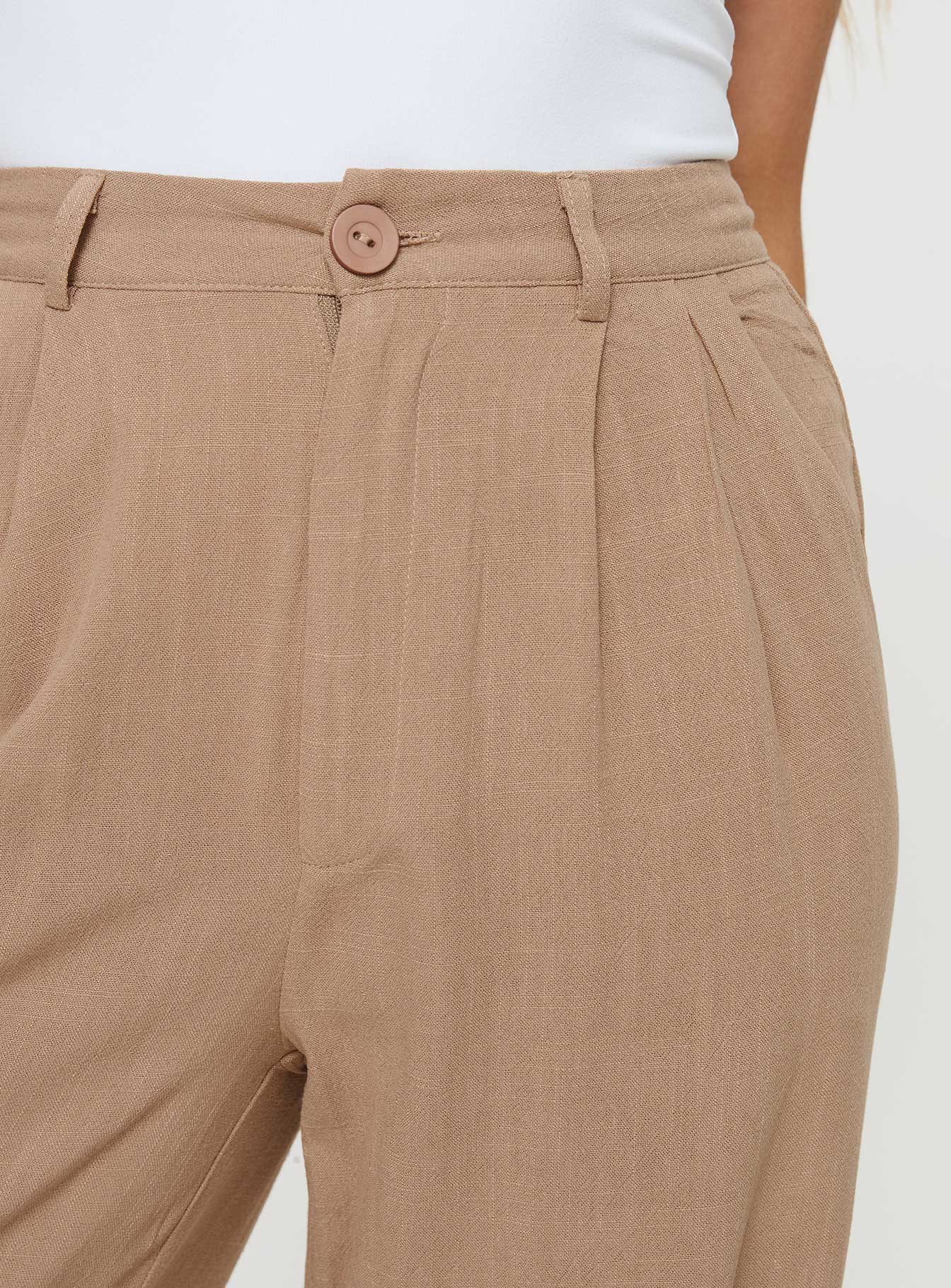 Brenda Linen Blend Pants Beige - Image 6