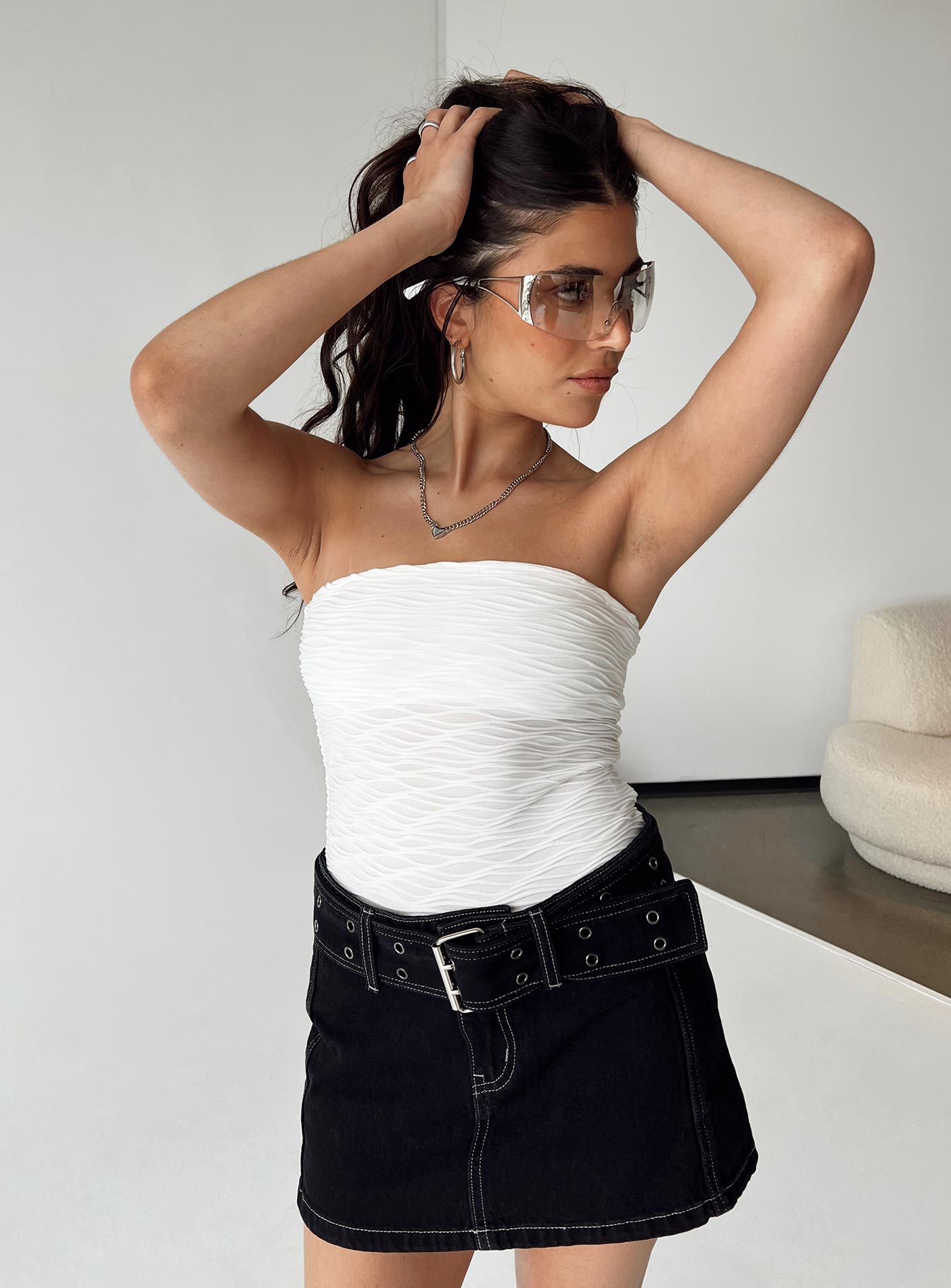 Makena Strapless Bodysuit White Petite - Image 6