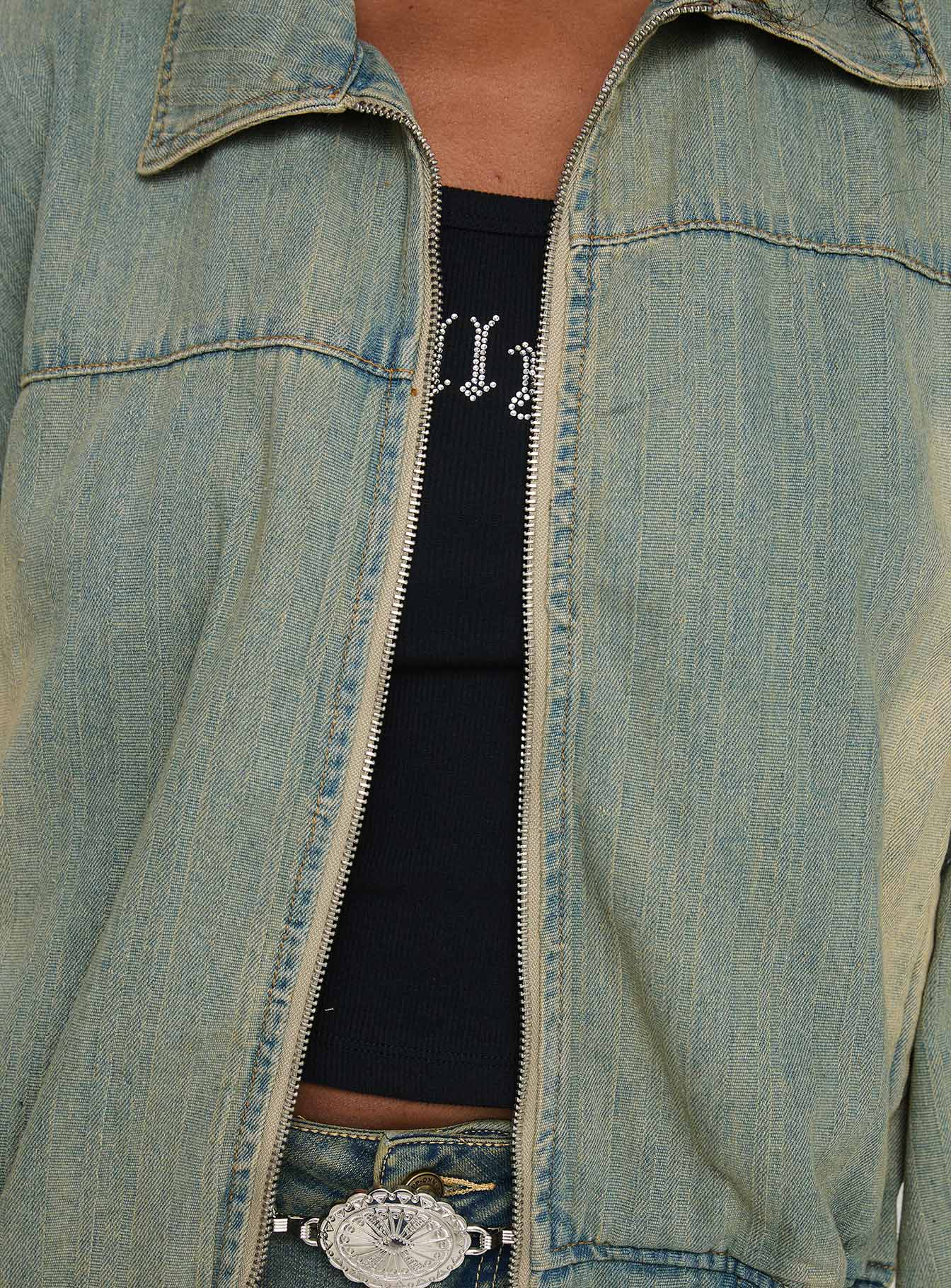 Korbin Denim Bomber Jacket Antique Wash - Image 6