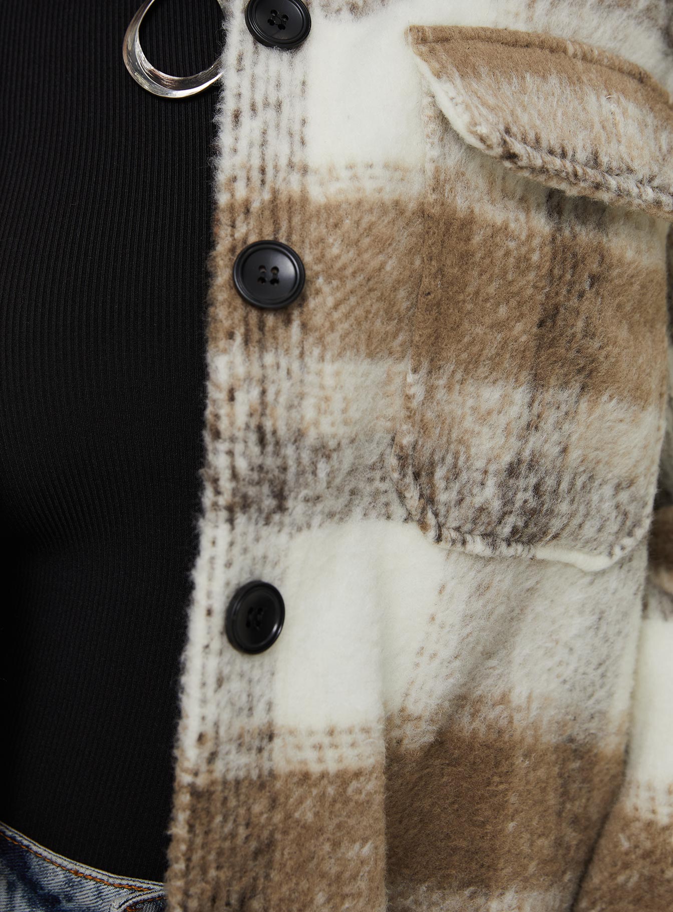 Kreppel Plaid Shacket Brown - Image 6