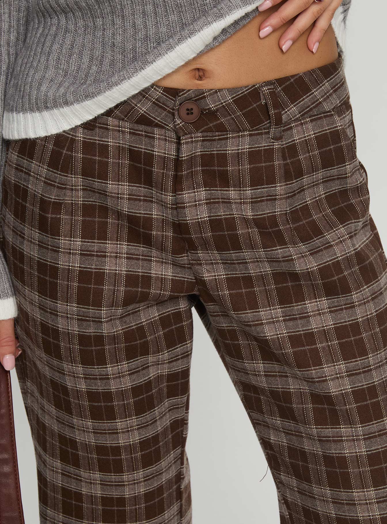 Emiroki Straight Leg Pants Brown Check - Image 6