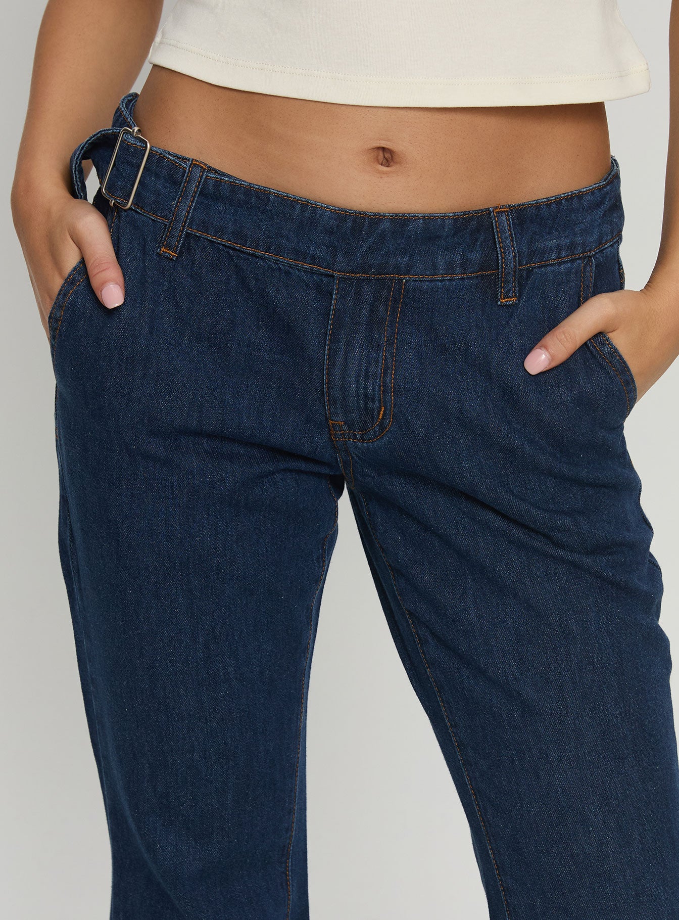 Acapulco Low Rise Flare Jeans Dark Blue Wash - Image 6