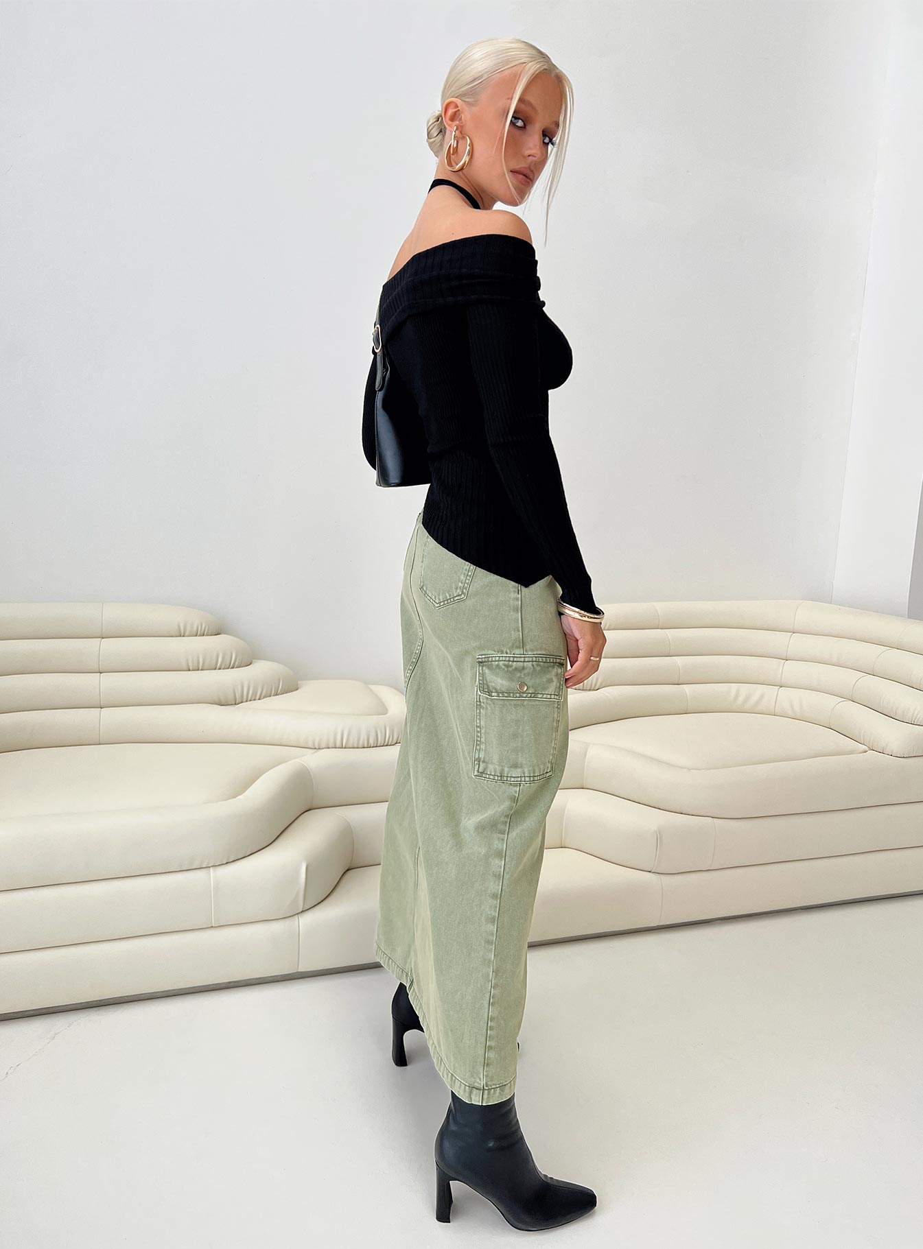 Mcguane Denim Midi Skirt Green - Image 6