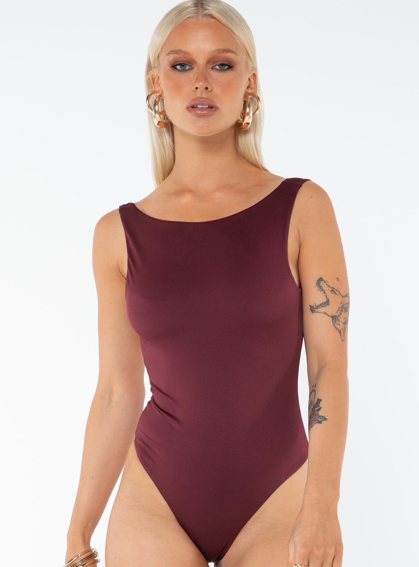 Coomba Backless Bodysuit Burgundy - Image 6