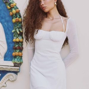 Dyer Sheer Sleeve Mini Dress White Low Impact