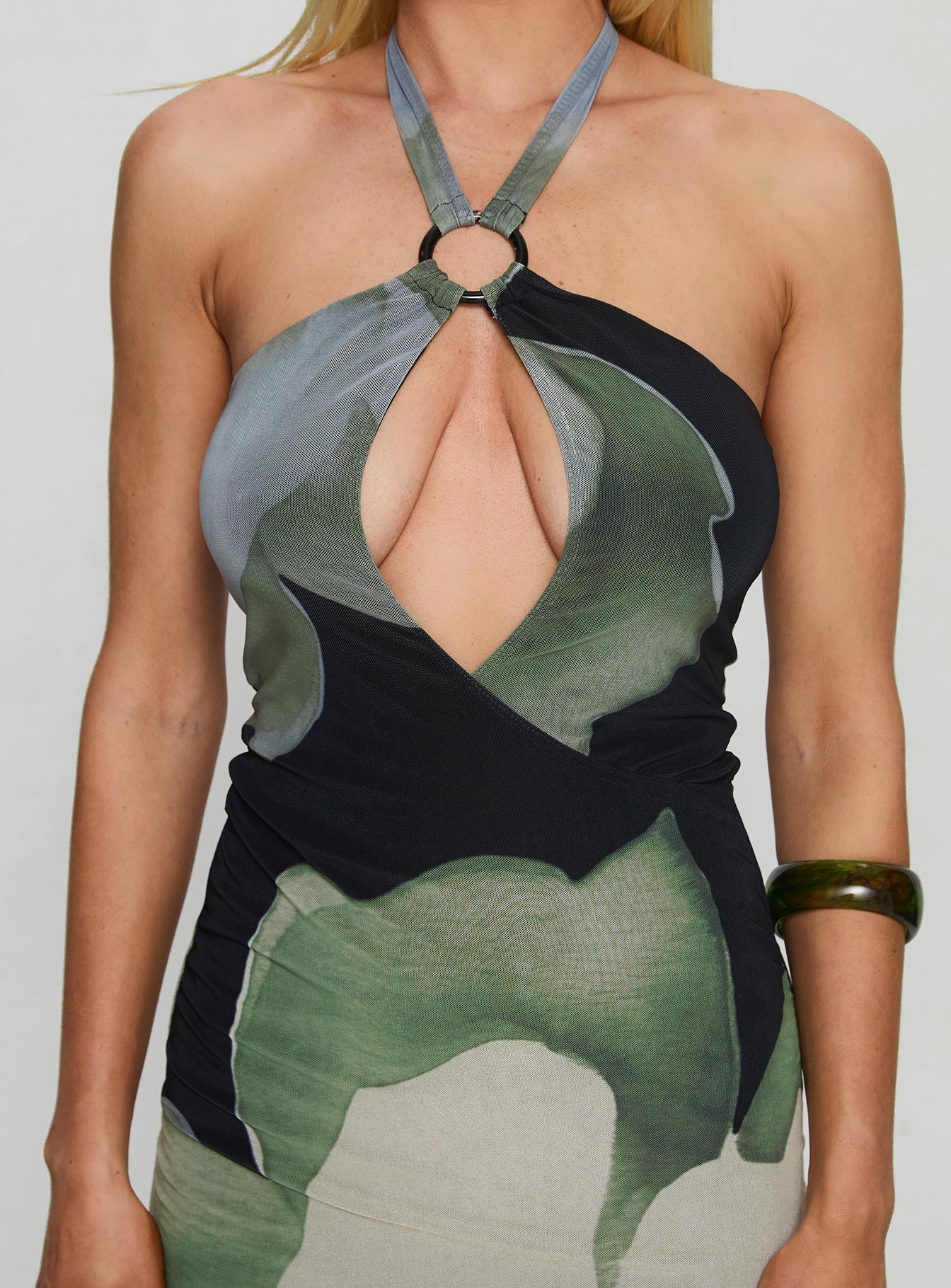 Zelle Halter Cut Out Maxi Dress Blue Multi - Image 6