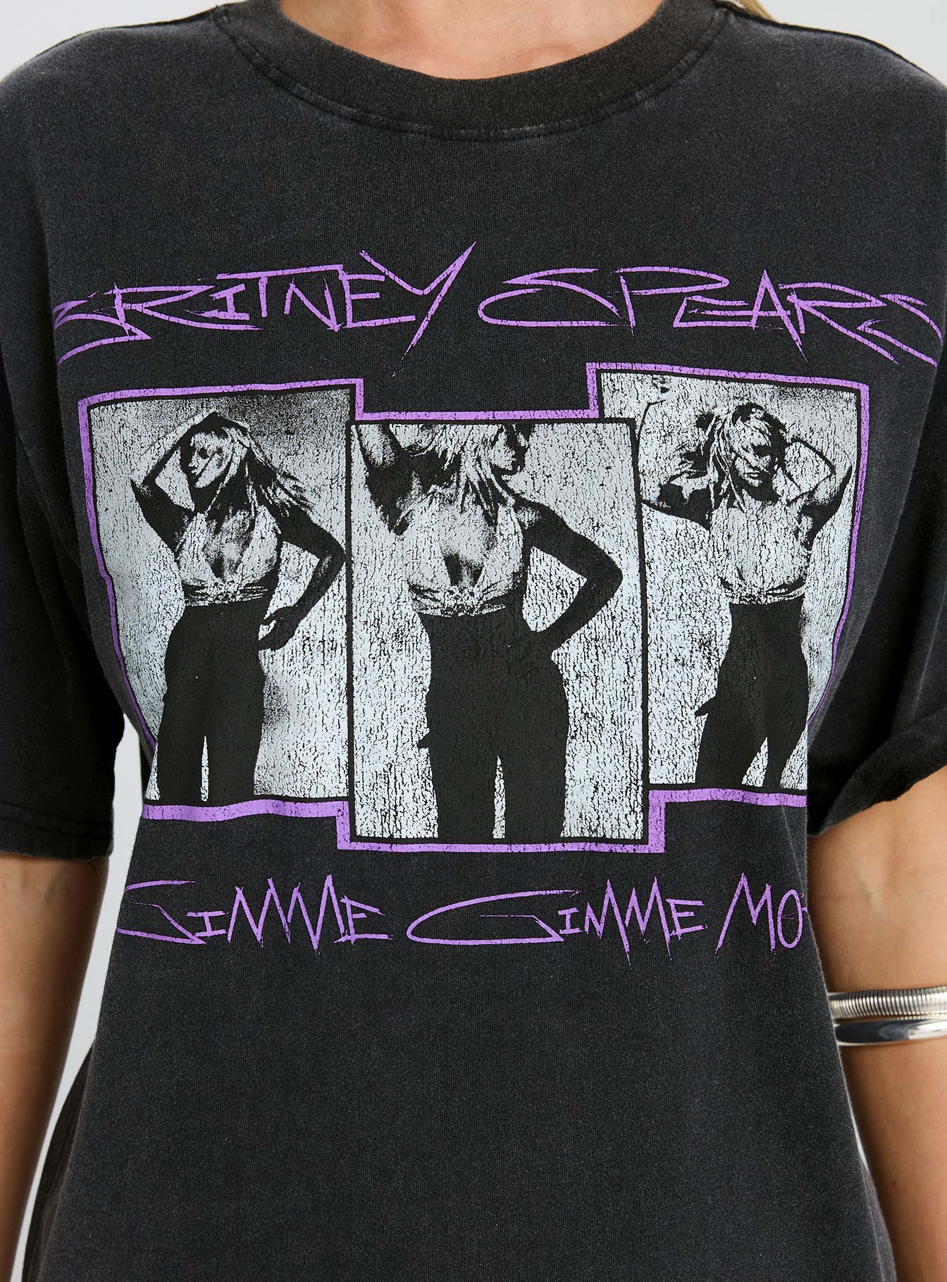 Britney Spears Gimme More Oversized Graphic Top Washed Black - Image 5