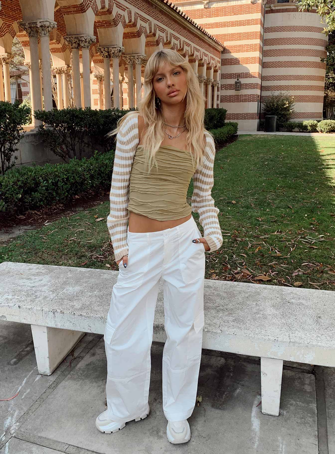 Aytan Bolero Sweater Beige/White - Image 8