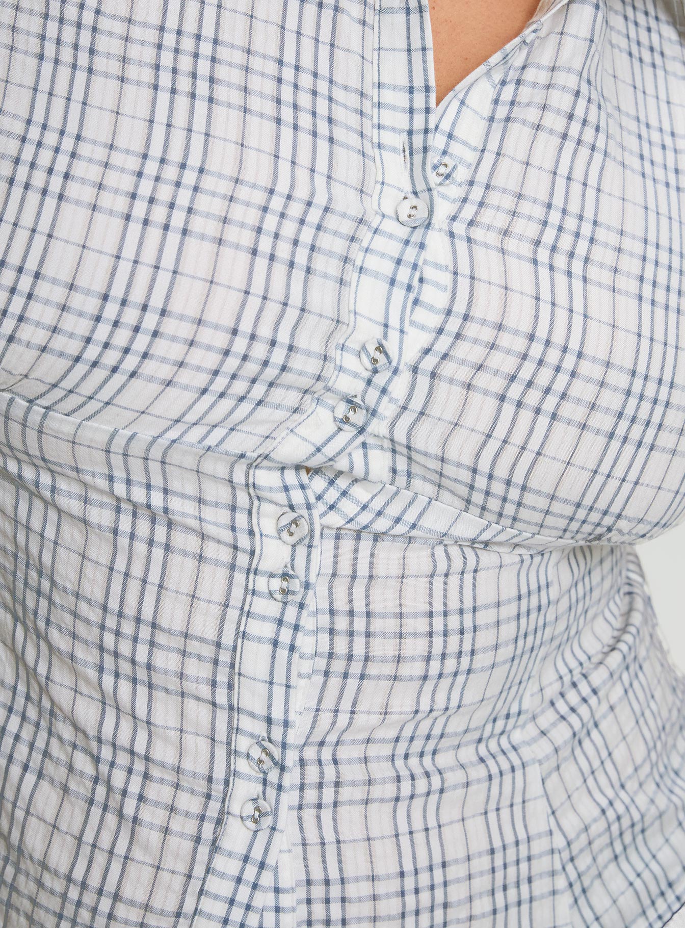 Cottesloe Blouse Top Blue Check Curve - Image 6